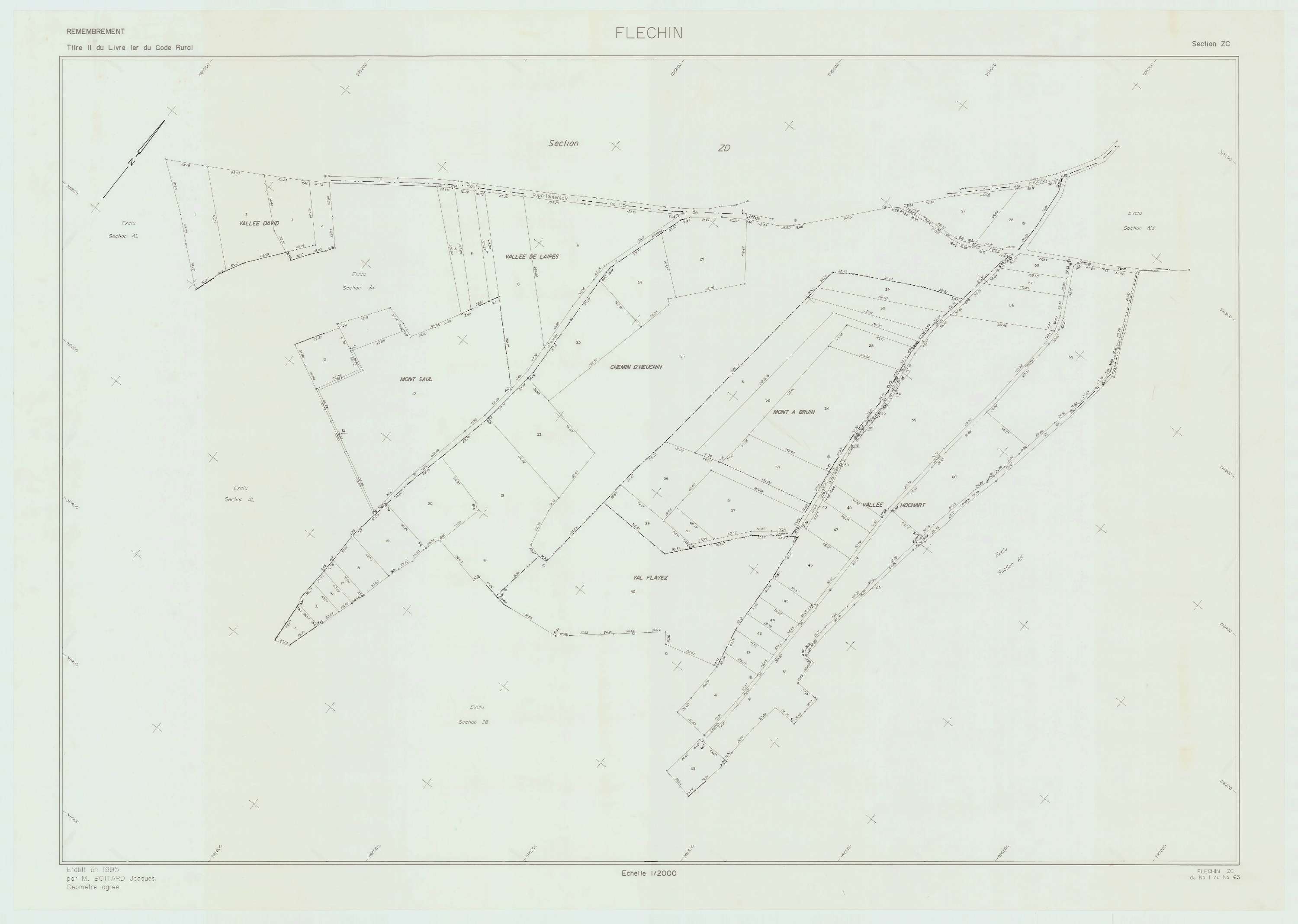 Fléchin - Plan de remembrement : section ZC.