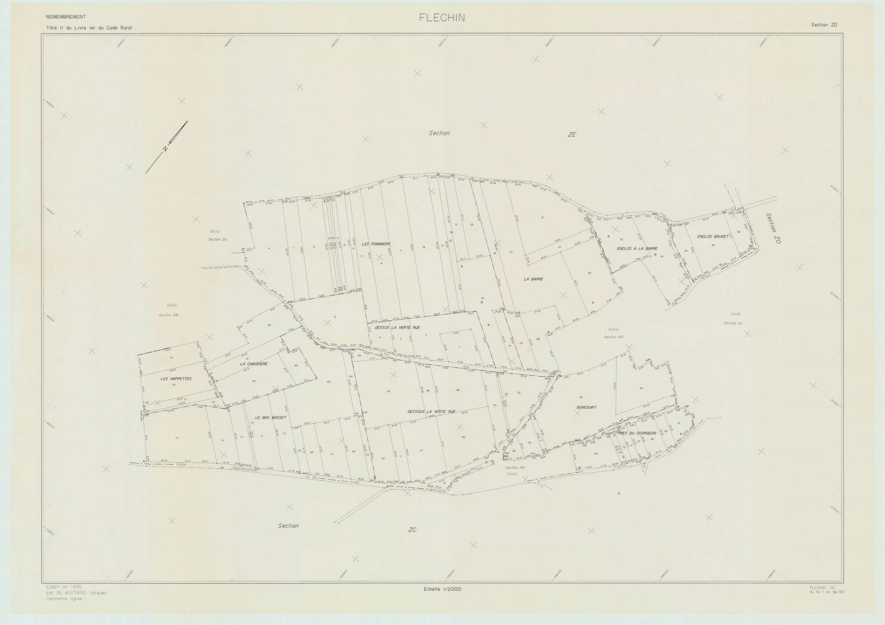Fléchin - Plan de remembrement : section ZD.