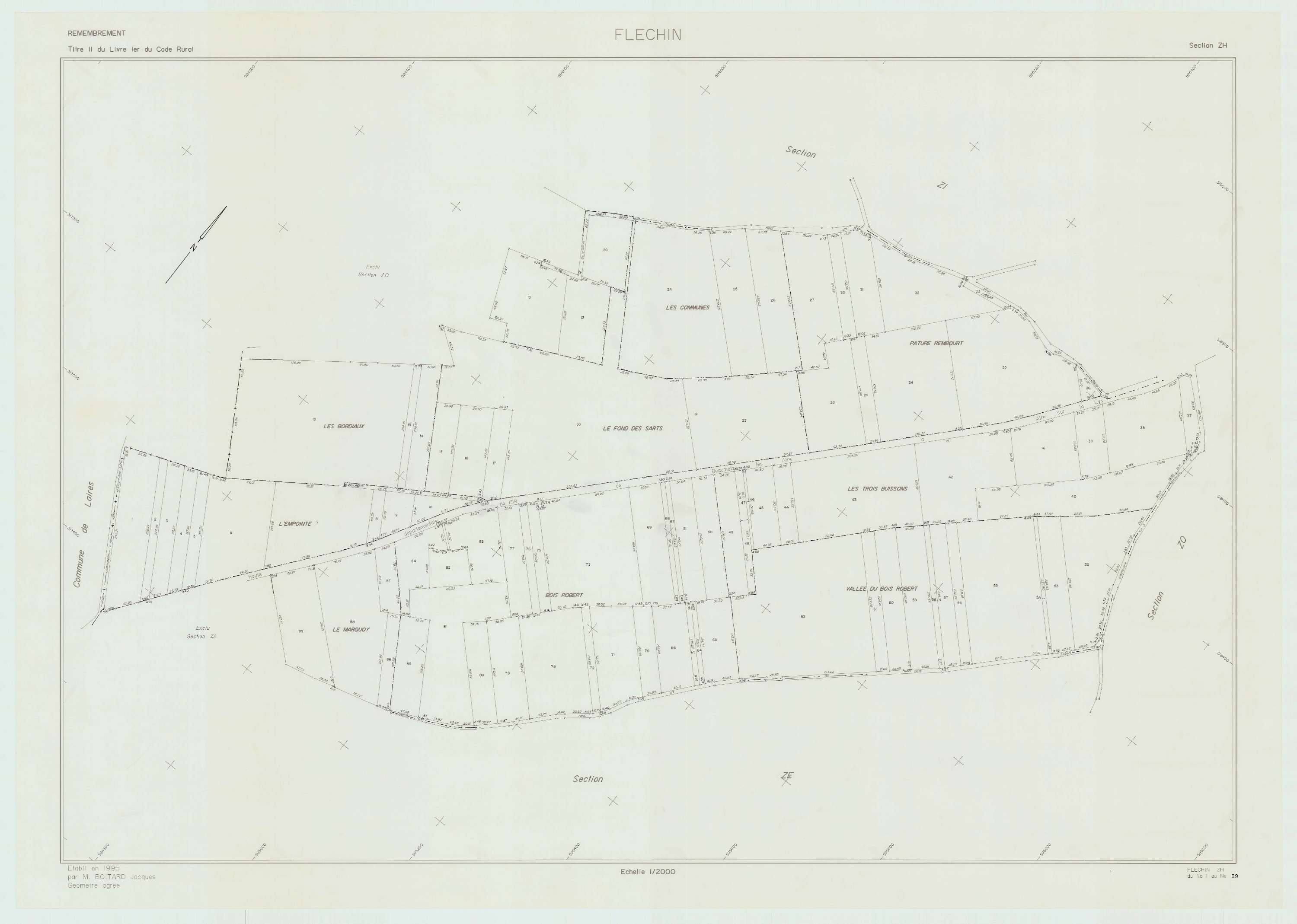 Fléchin - Plan de remembrement : section ZH.