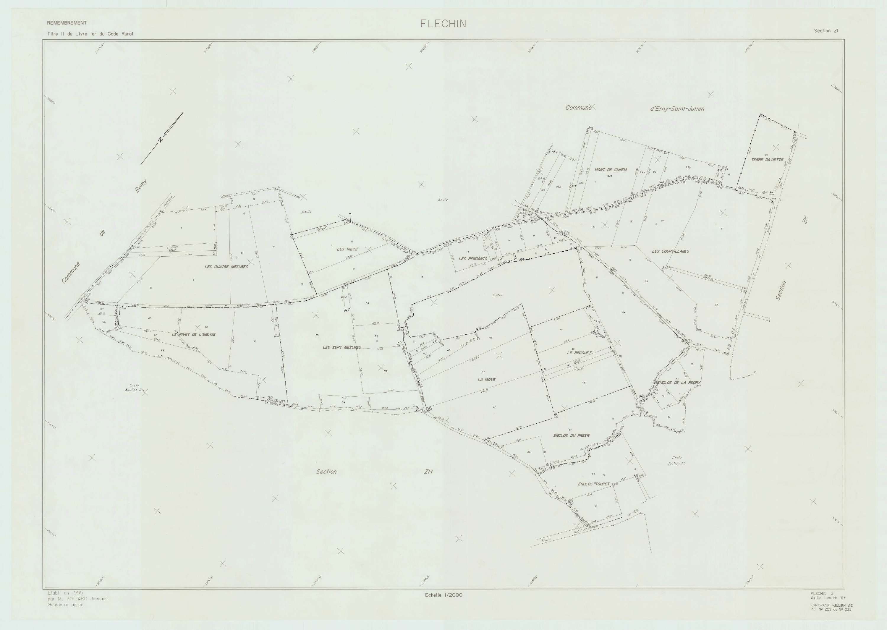 Fléchin - Plan de remembrement : section ZI.