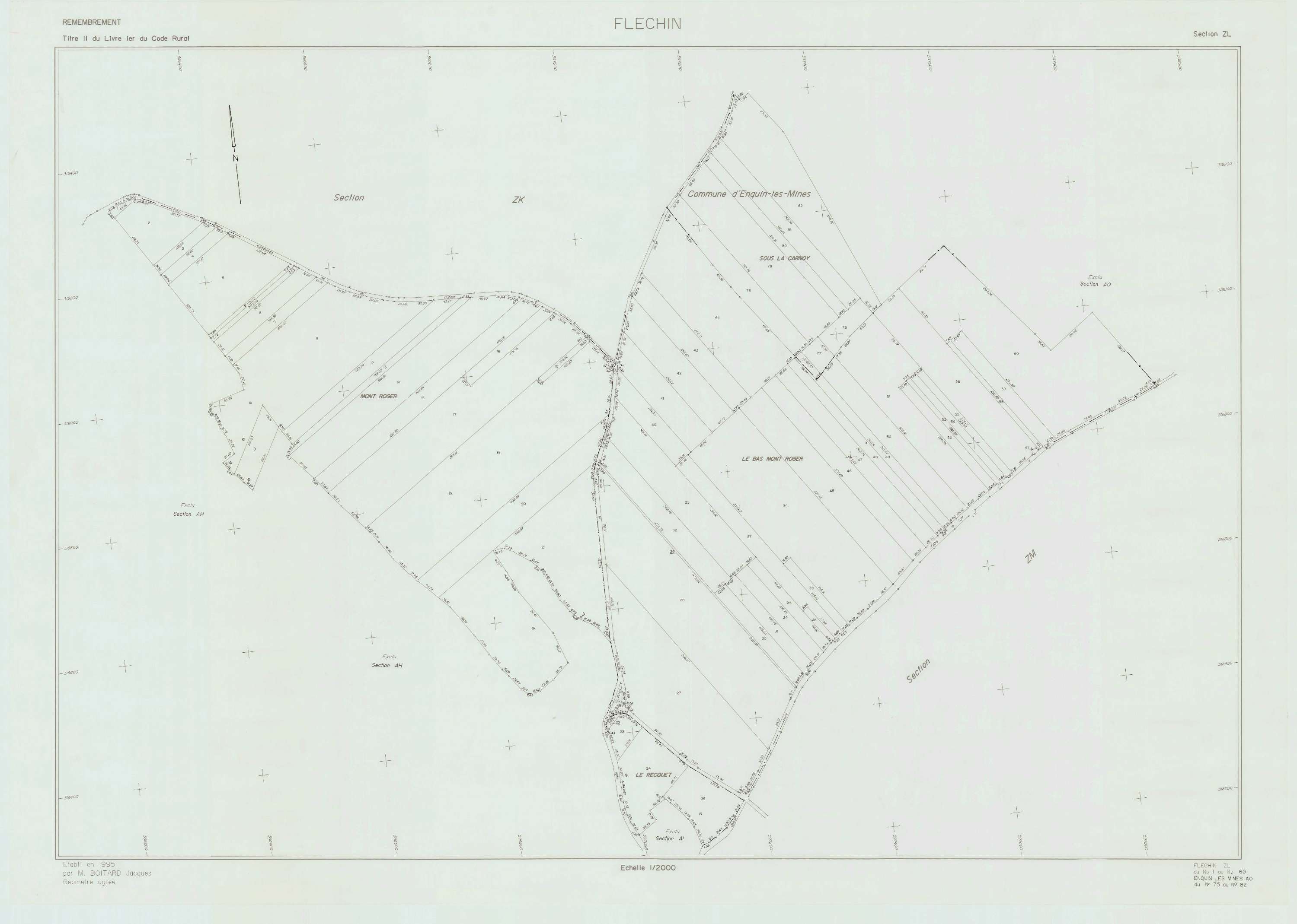 Fléchin - Plan de remembrement : section ZL.