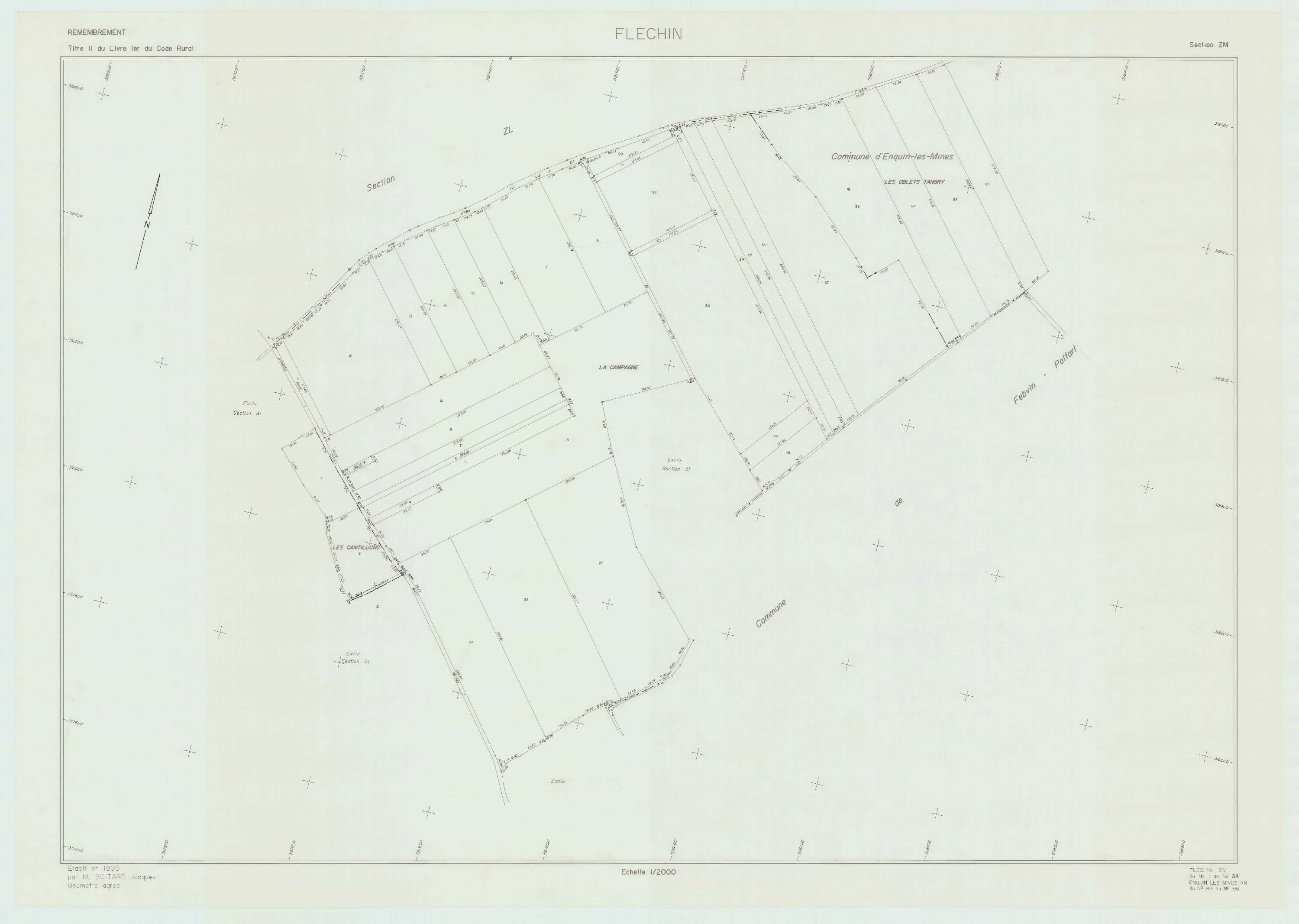 Fléchin - Plan de remembrement : section ZM.
