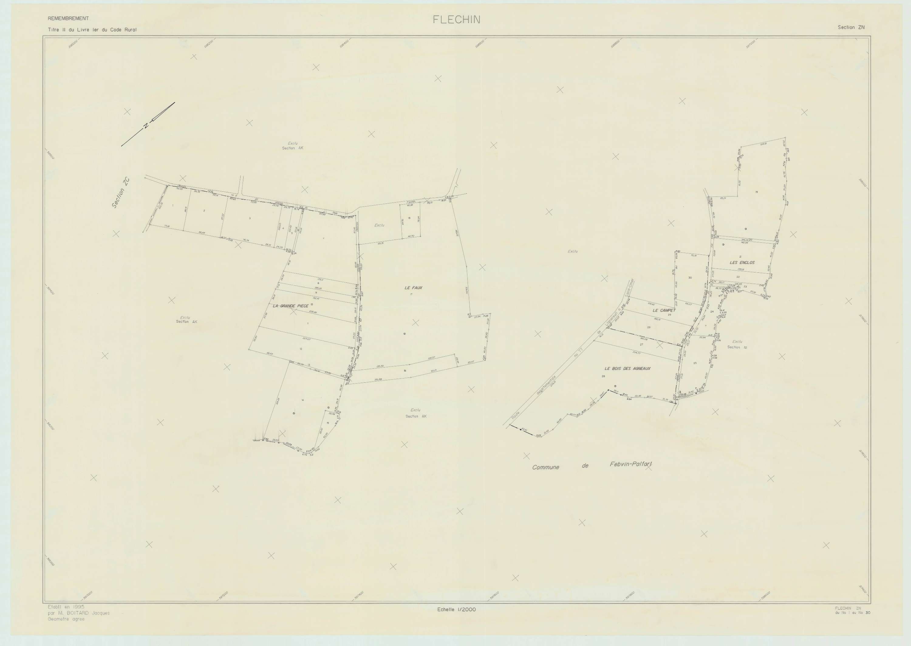 Fléchin - Plan de remembrement : section ZN.