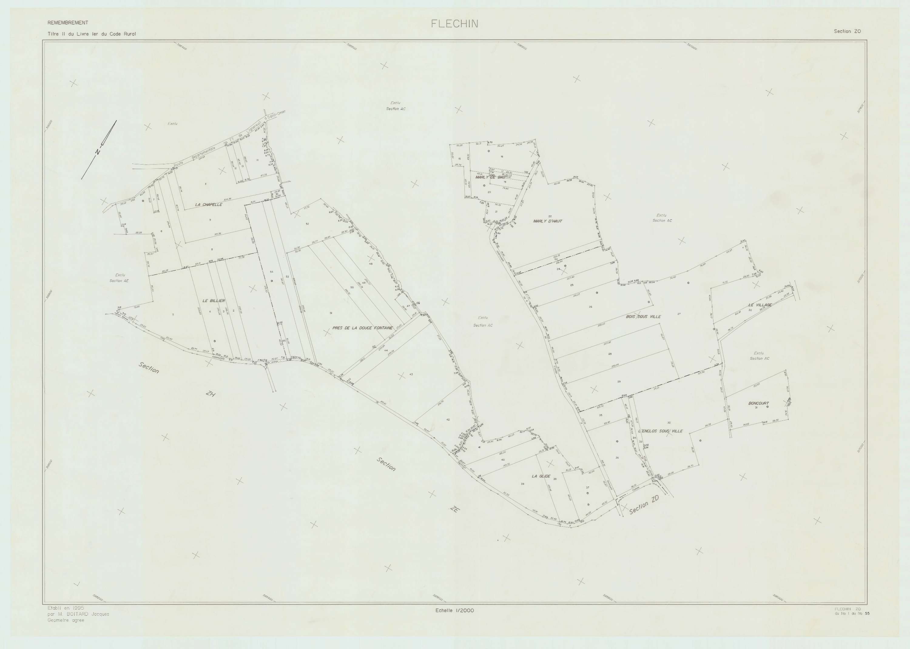 Fléchin - Plan de remembrement : section ZO.