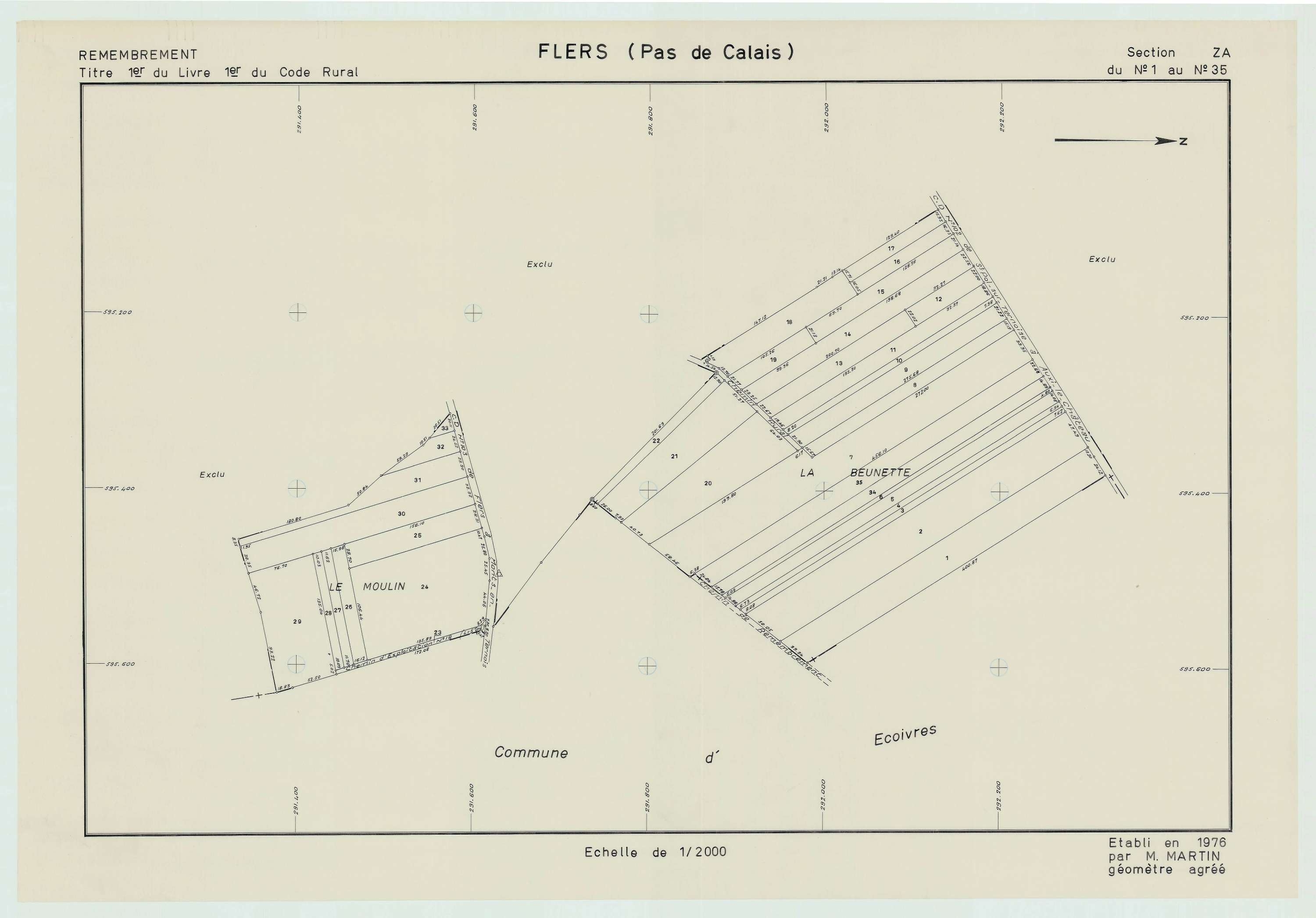 Flers - Plan de remembrement : section ZA.