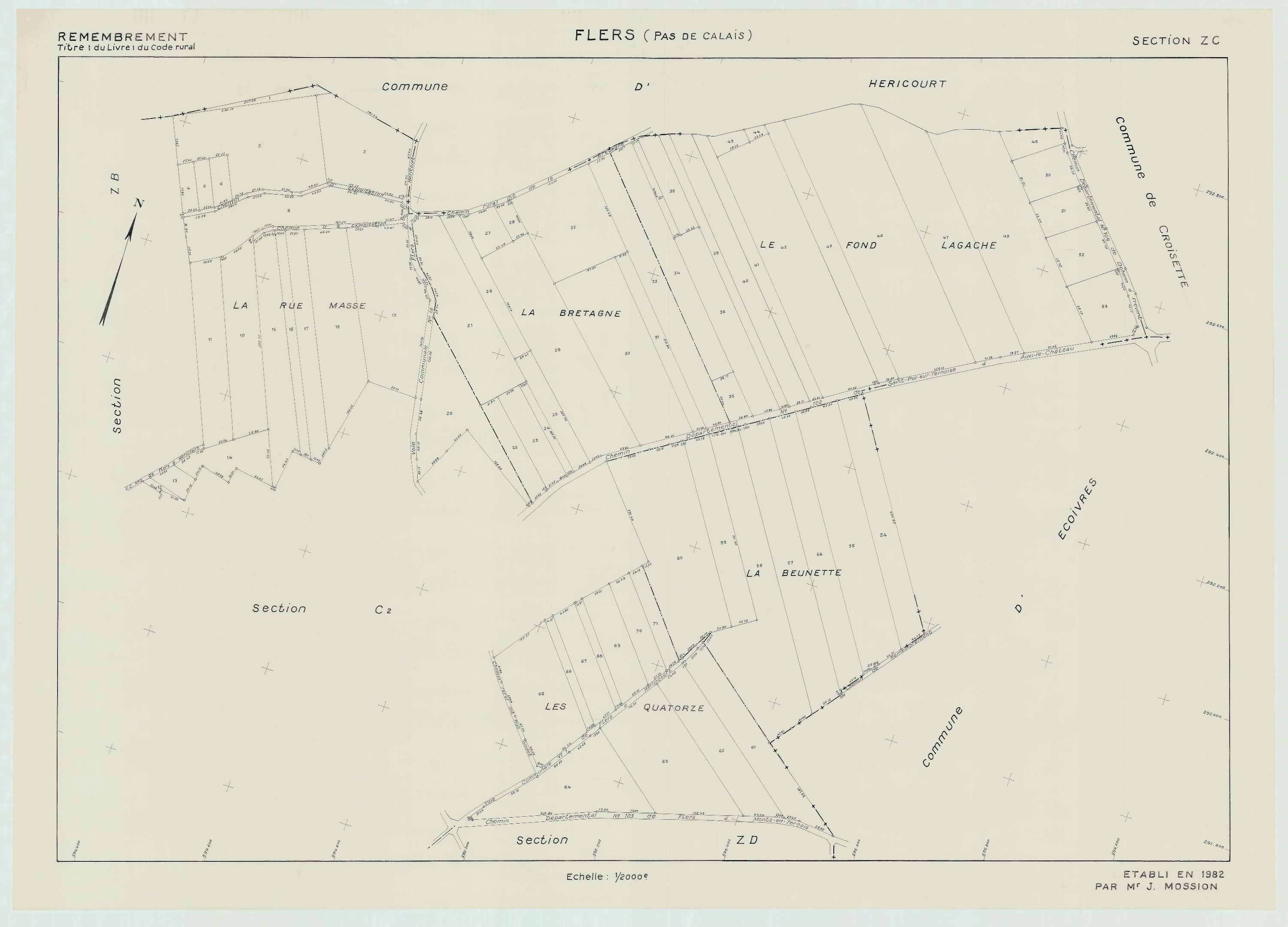 Flers - Plan de remembrement : section ZD.