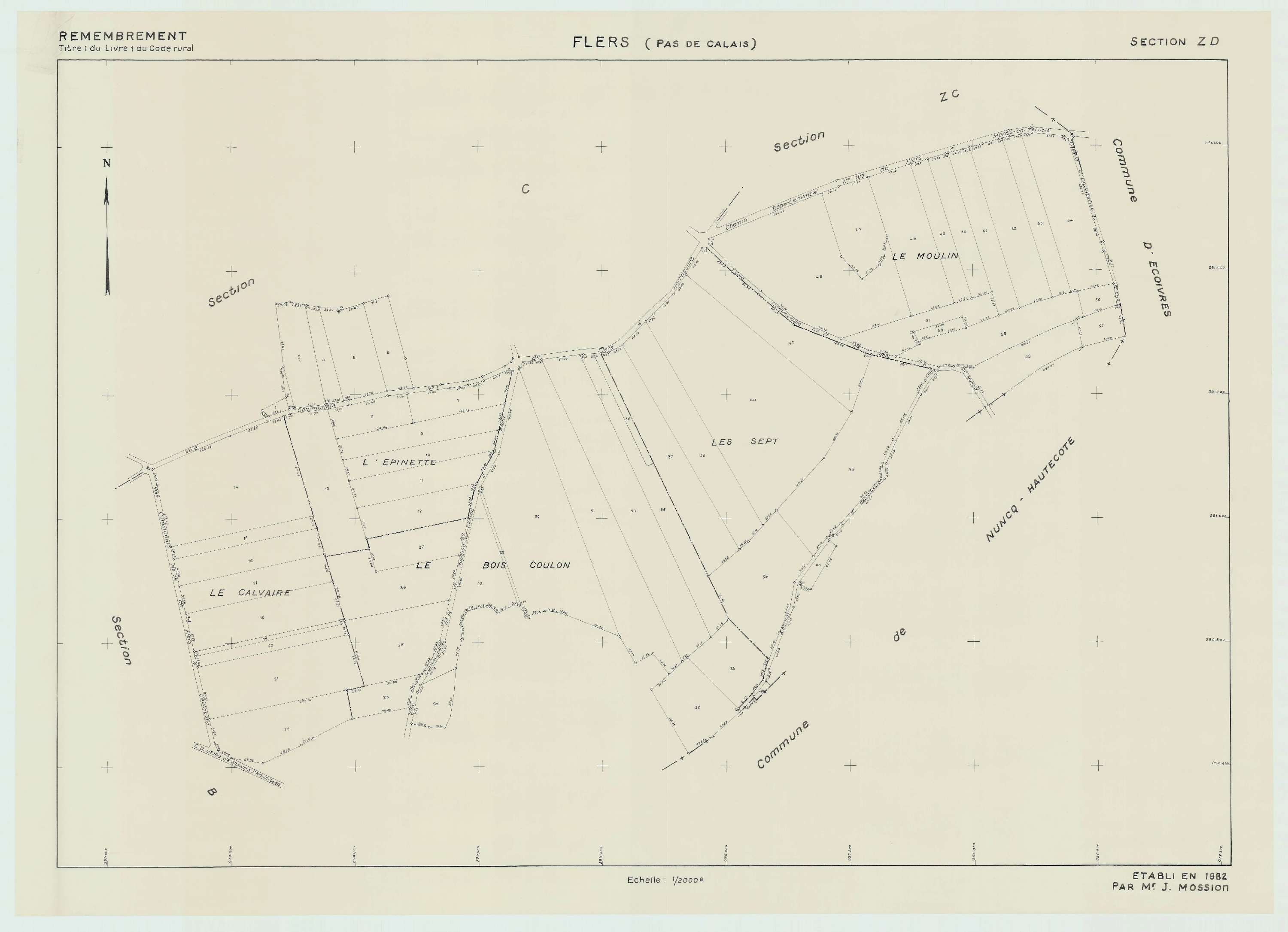 Flers - Plan de remembrement : section ZD.