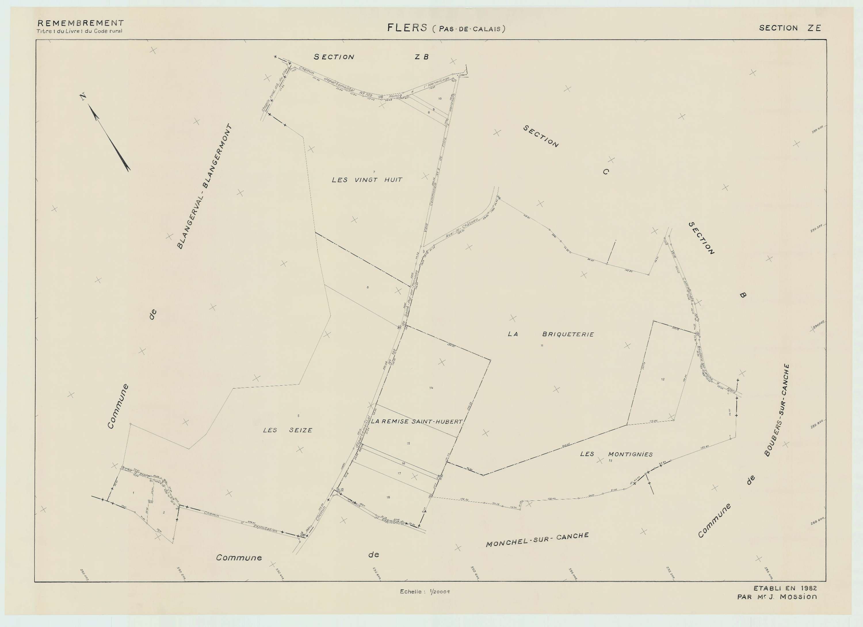 Flers - Plan de remembrement : section ZE.