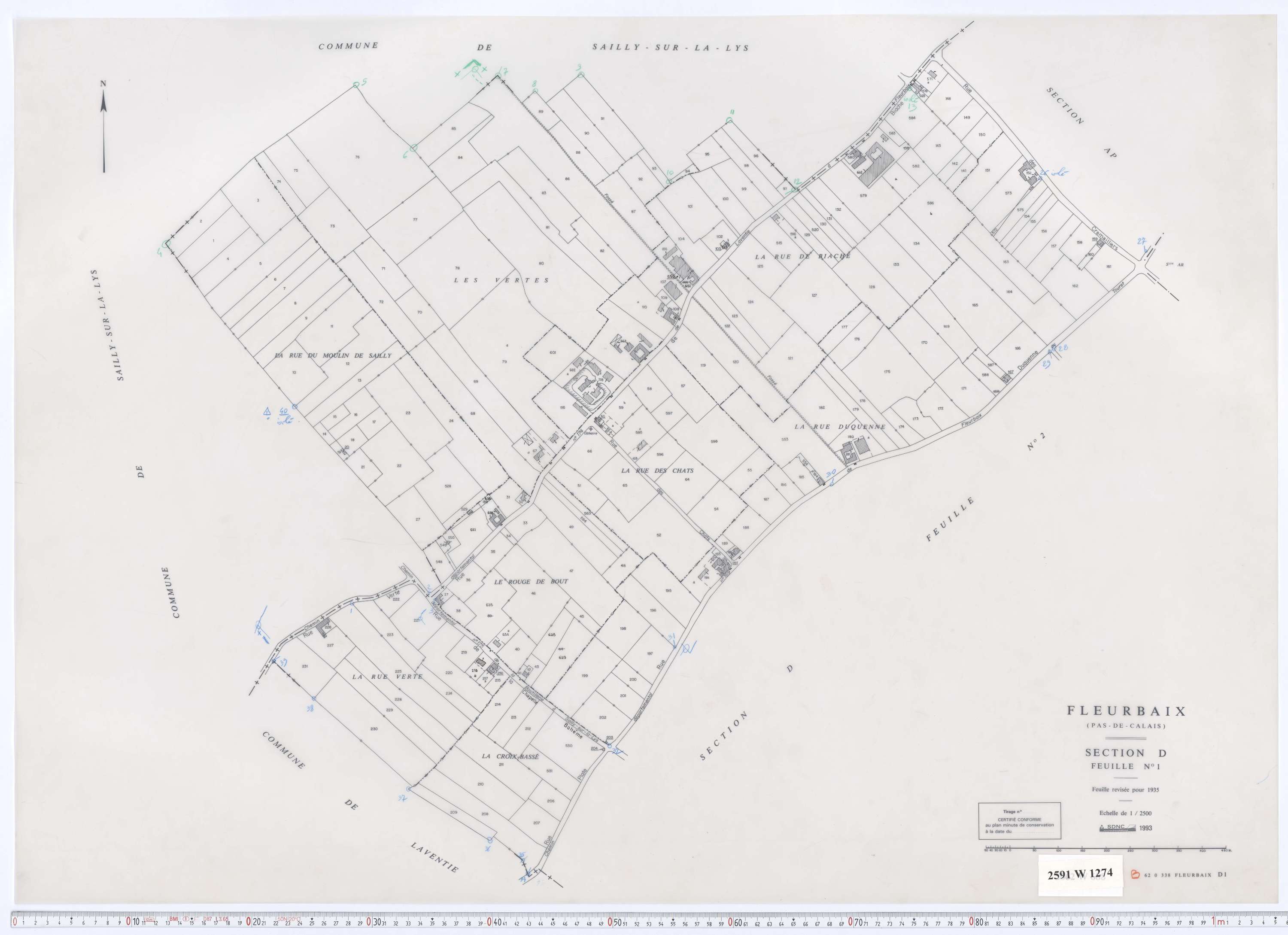 Fleurbaix - Section D, feuille 1.