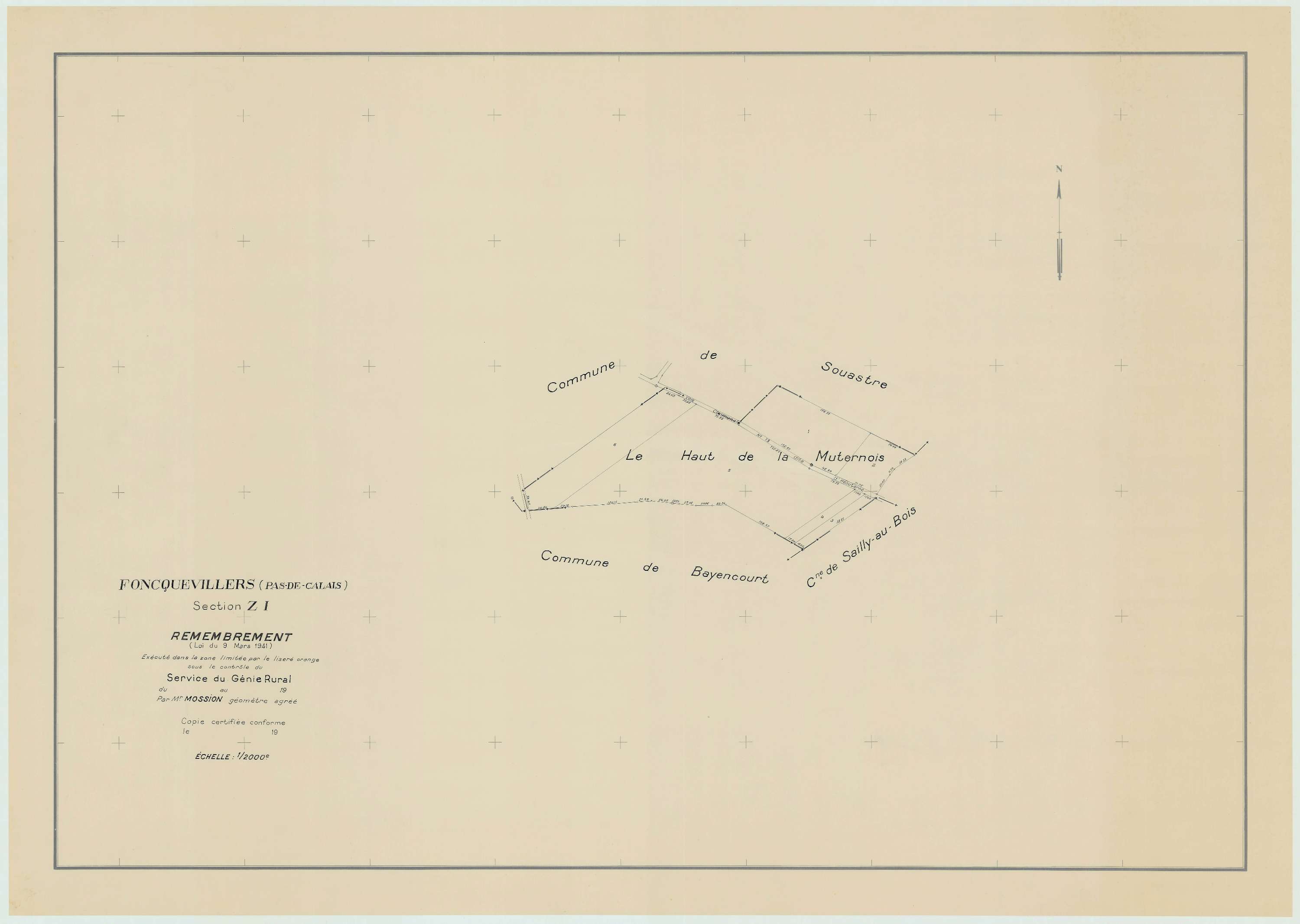 Foncquevillers - Plan de remembrement : section ZI.