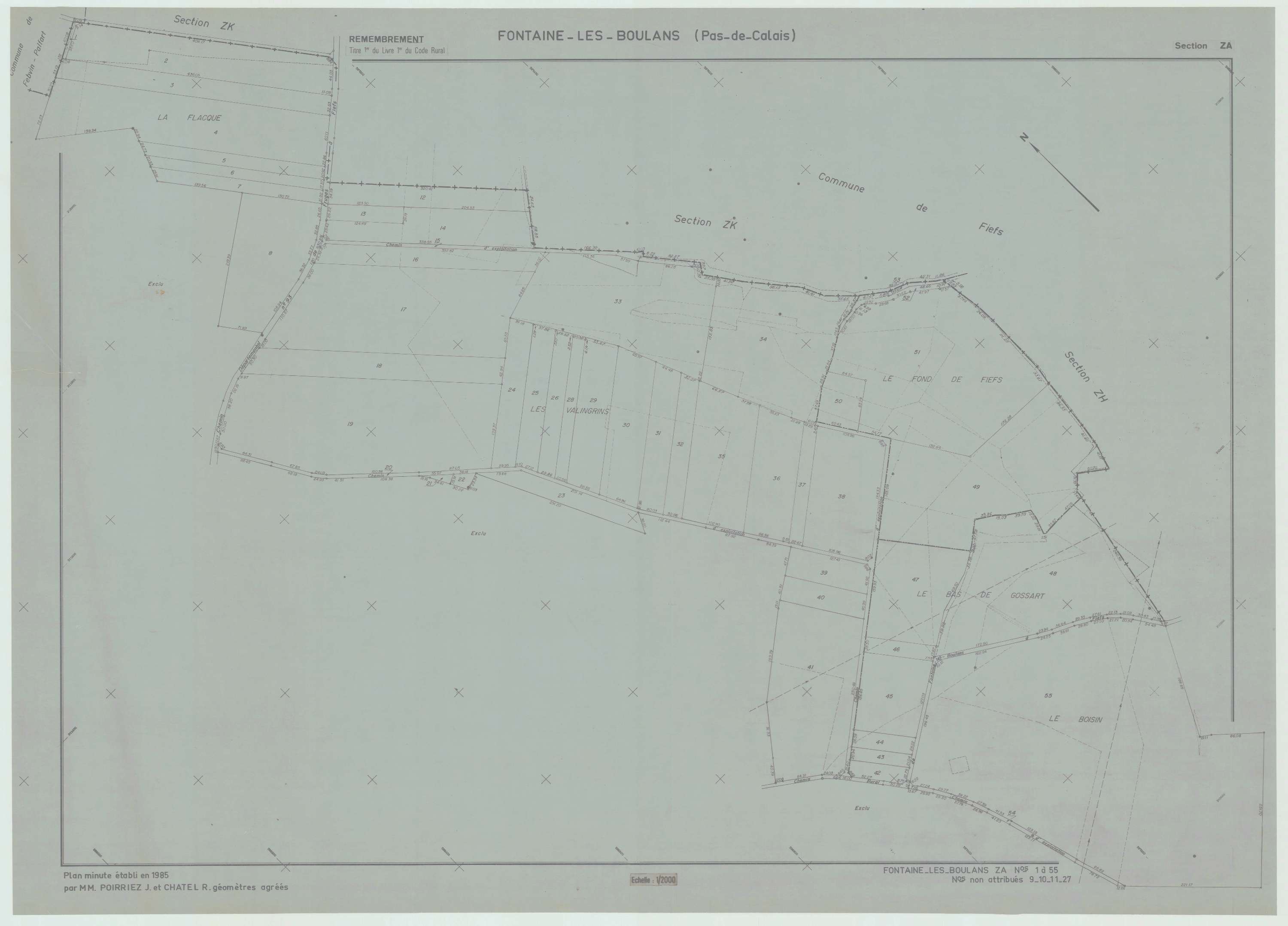 Fontaine-lès-Boulans - Plan de remembrement : section ZA.