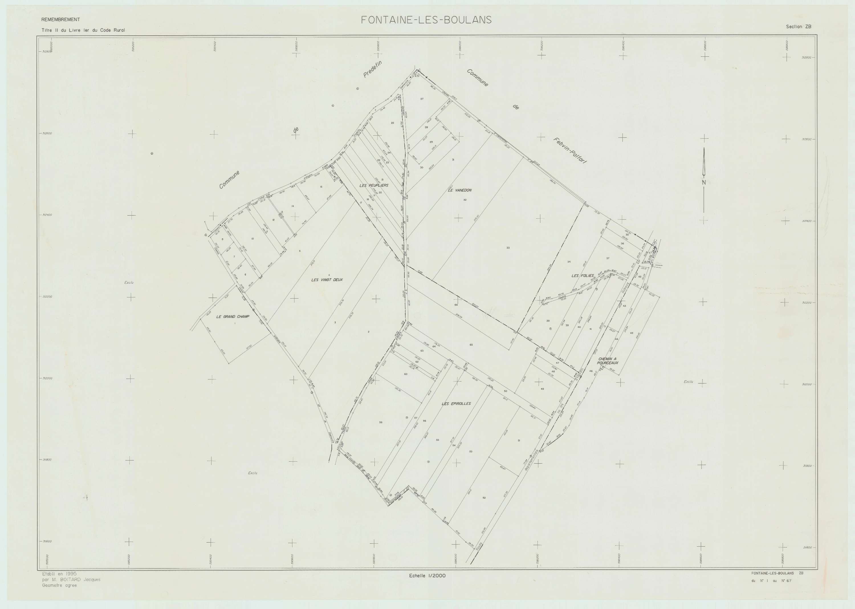 Fontaine-lès-Boulans - Plan de remembrement : section ZB.