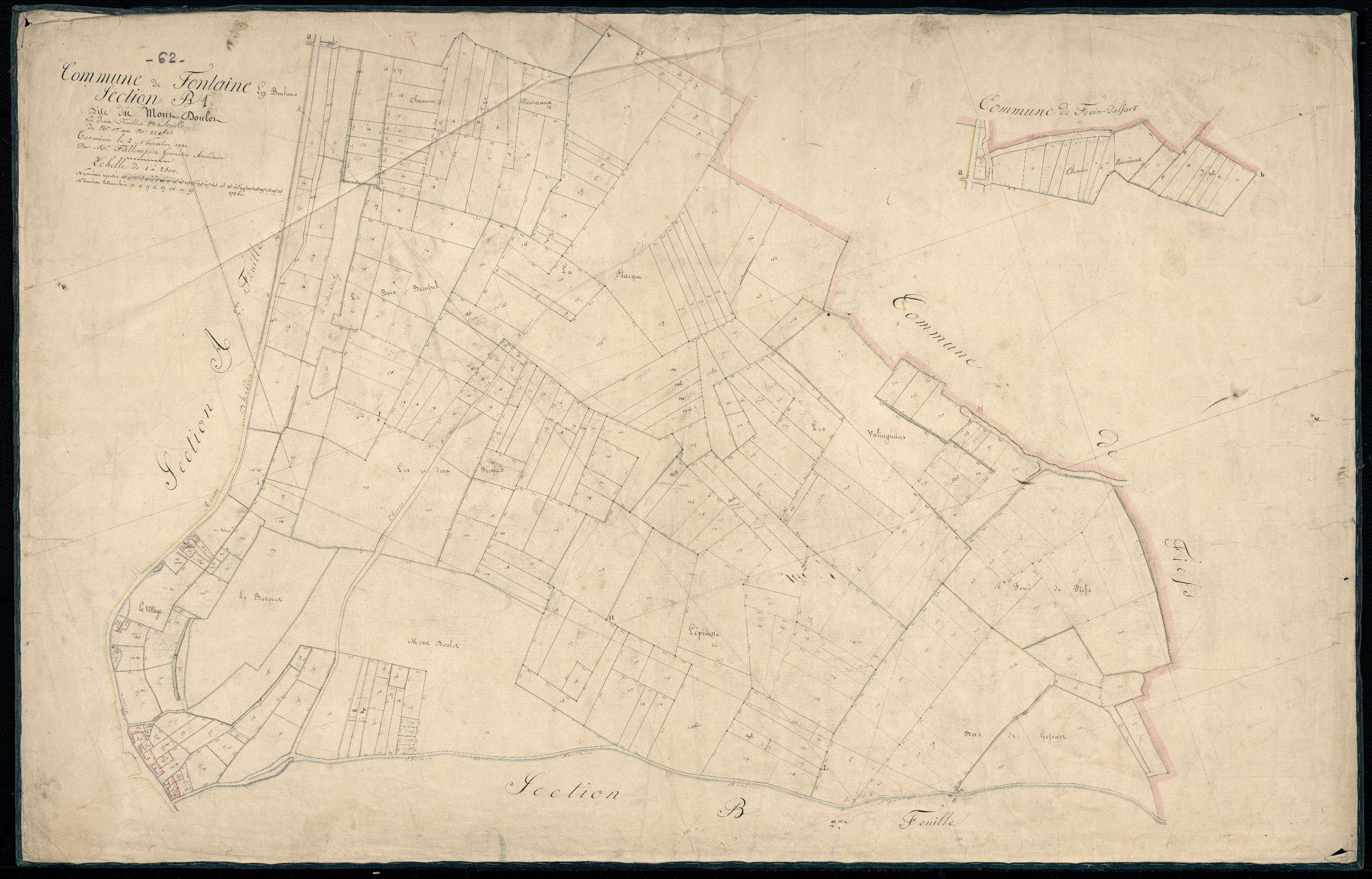 Fontaine-lès-Boulans - Section B, 1re feuille