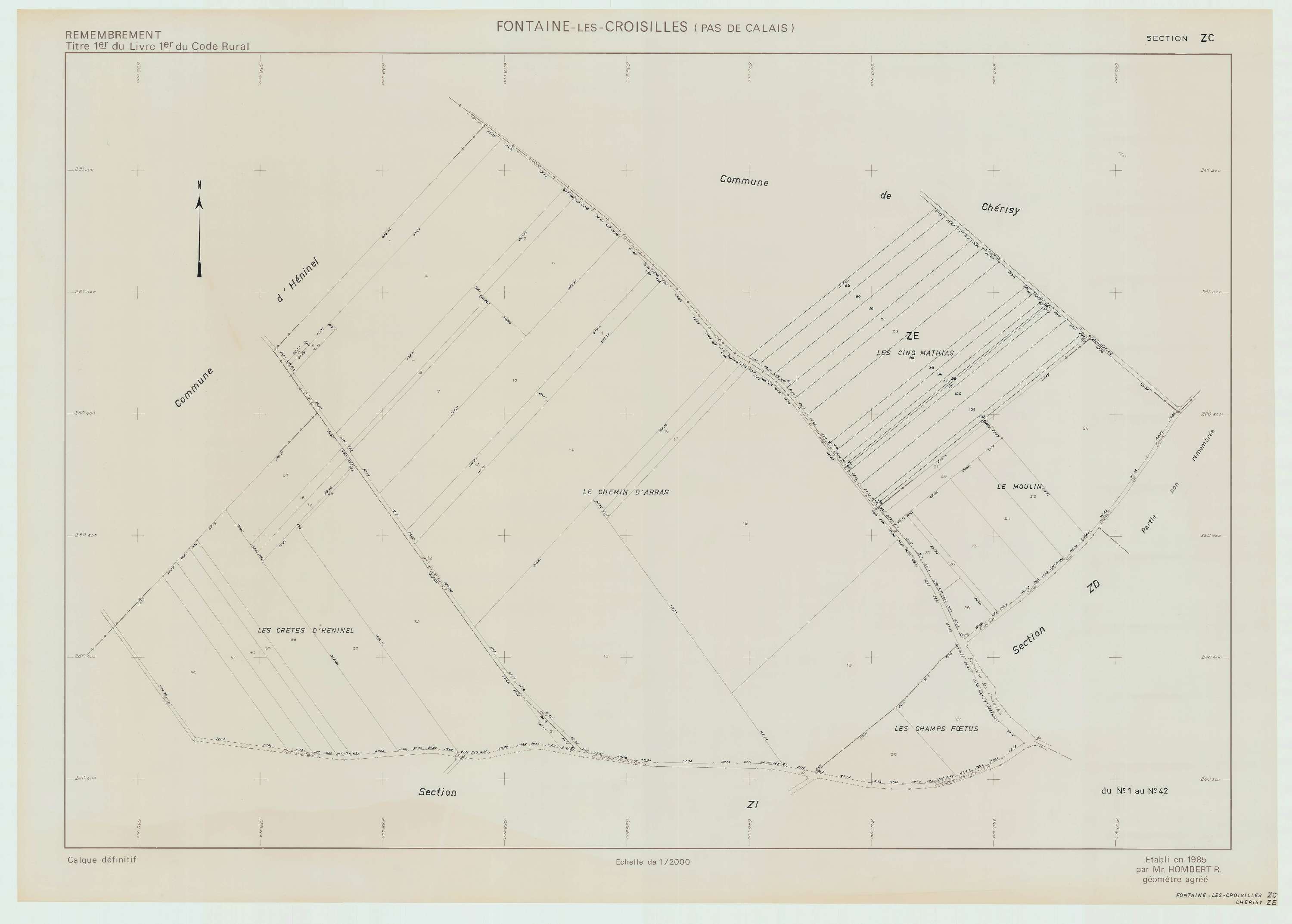 Fontaine-lès-Croisilles - Plan de remembrement : section ZC.