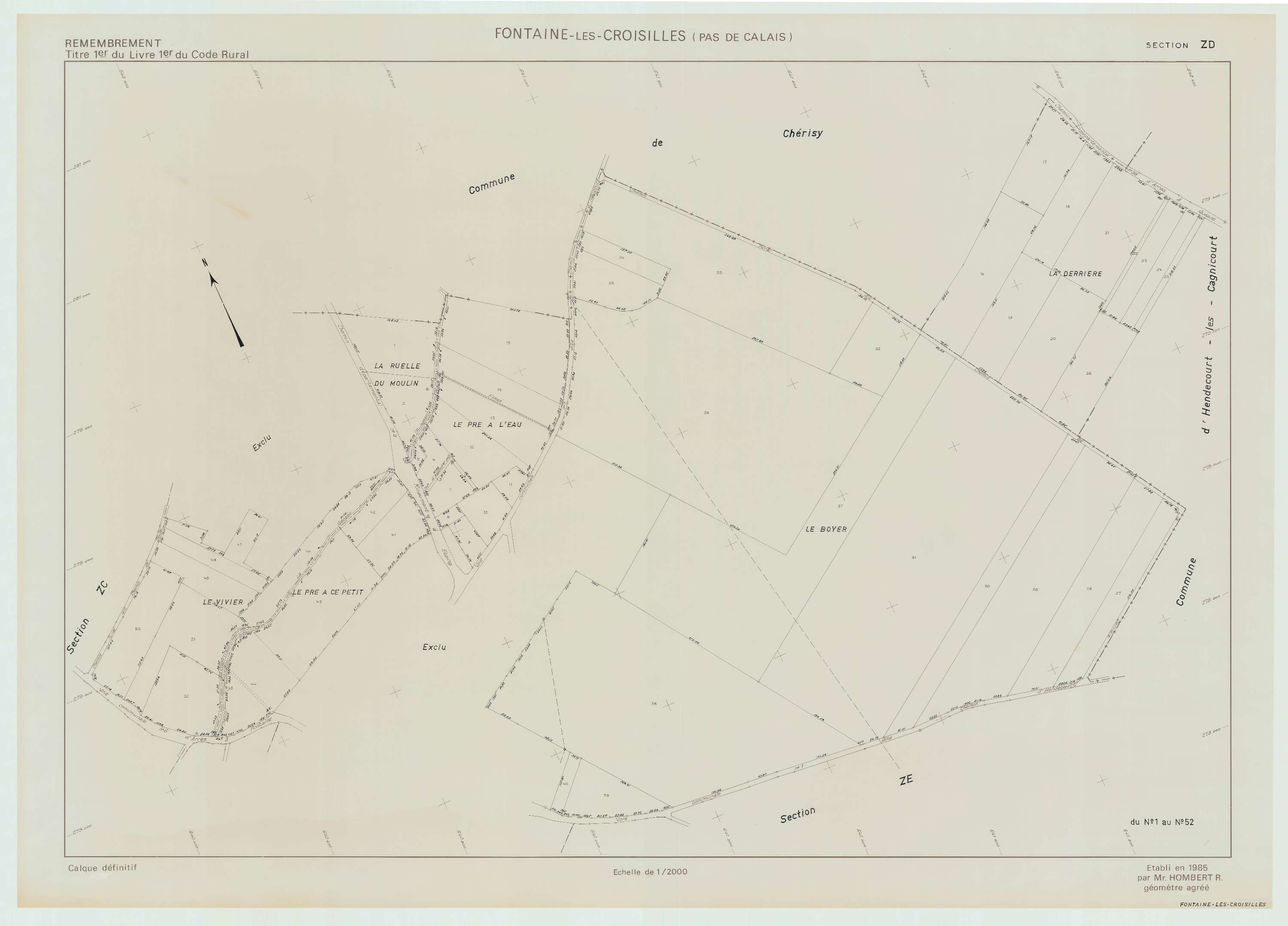 Fontaine-lès-Croisilles - Plan de remembrement : section ZD.