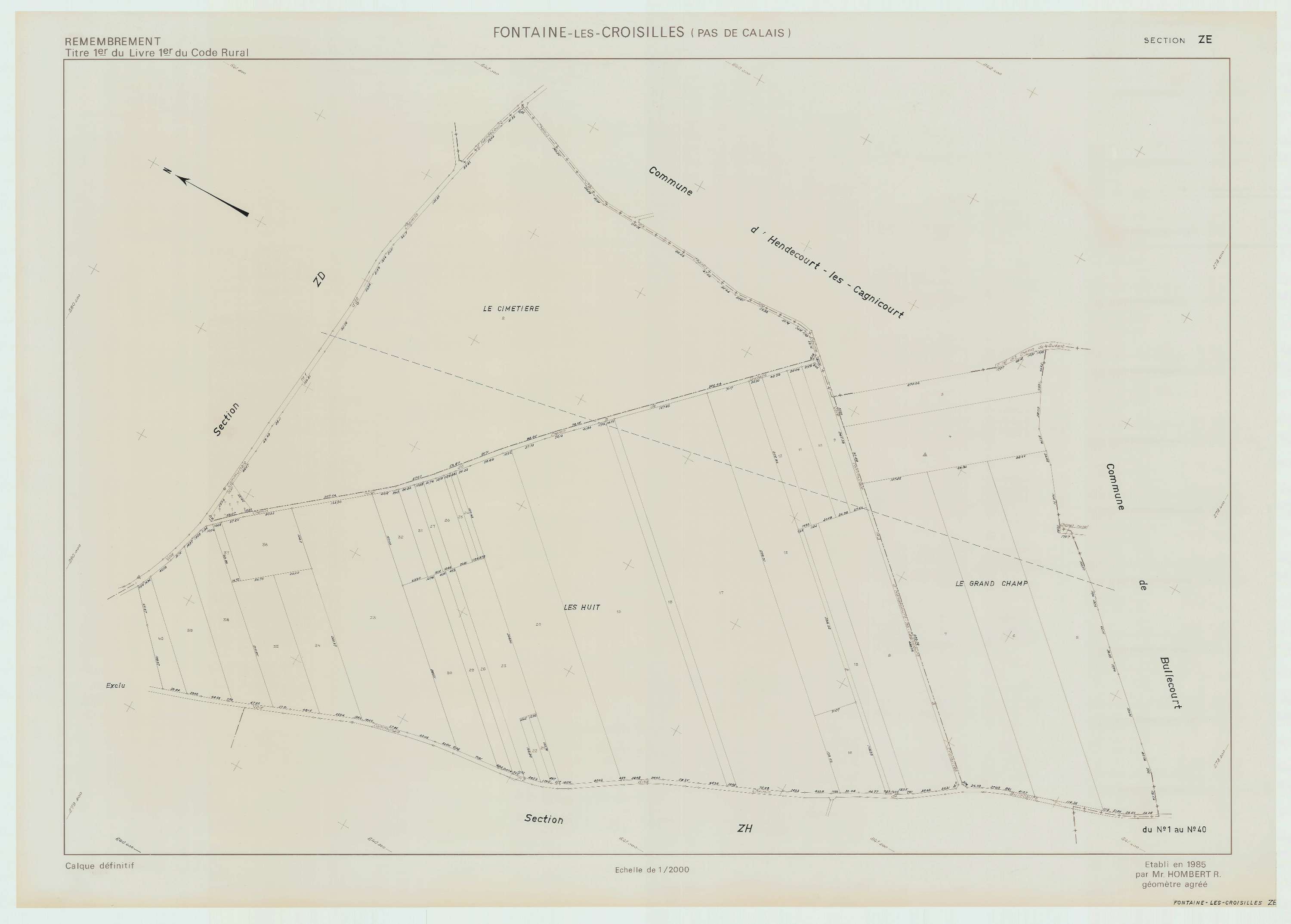 Fontaine-lès-Croisilles - Plan de remembrement : section ZE.