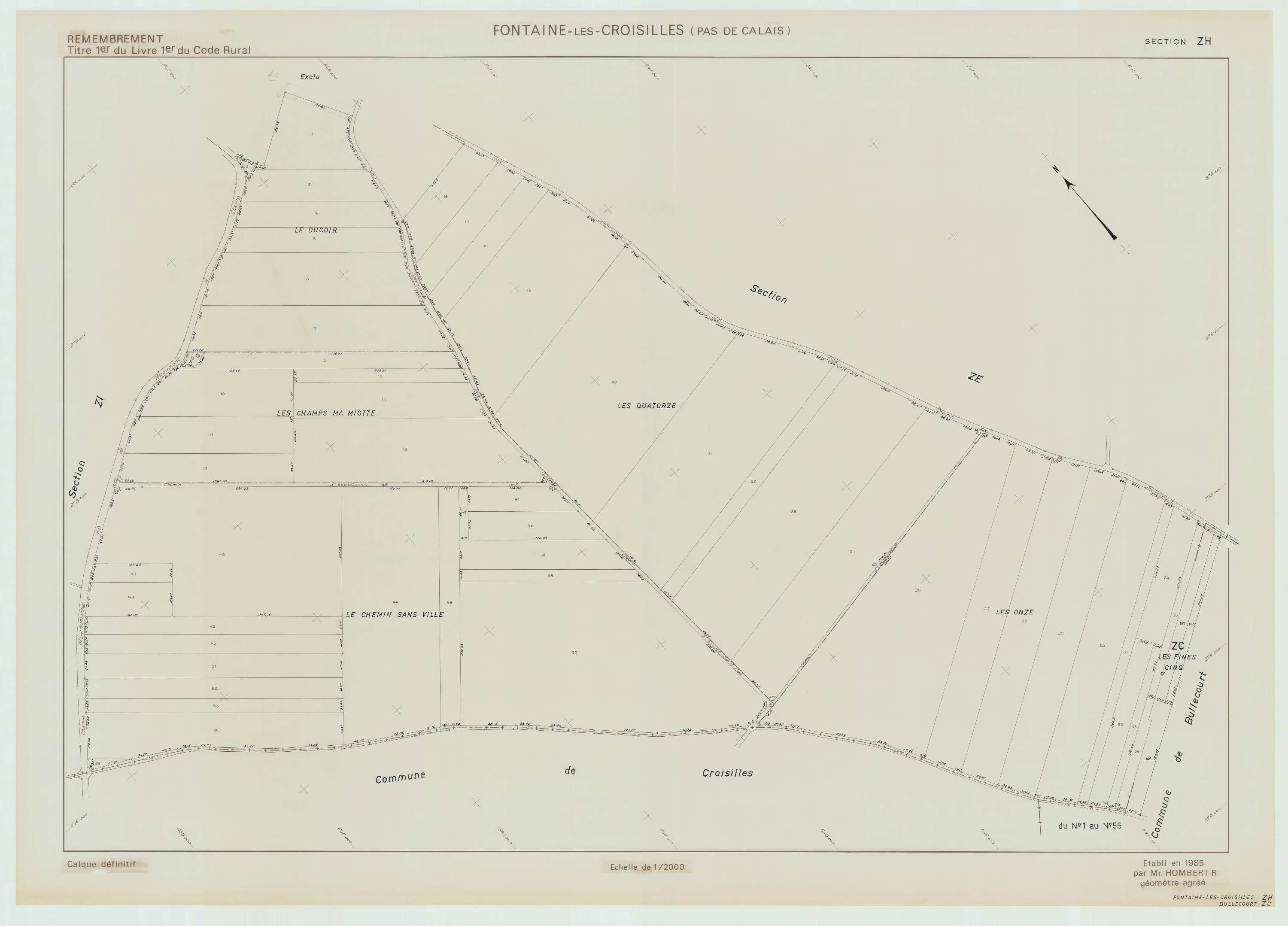 Fontaine-lès-Croisilles - Plan de remembrement : section ZH.
