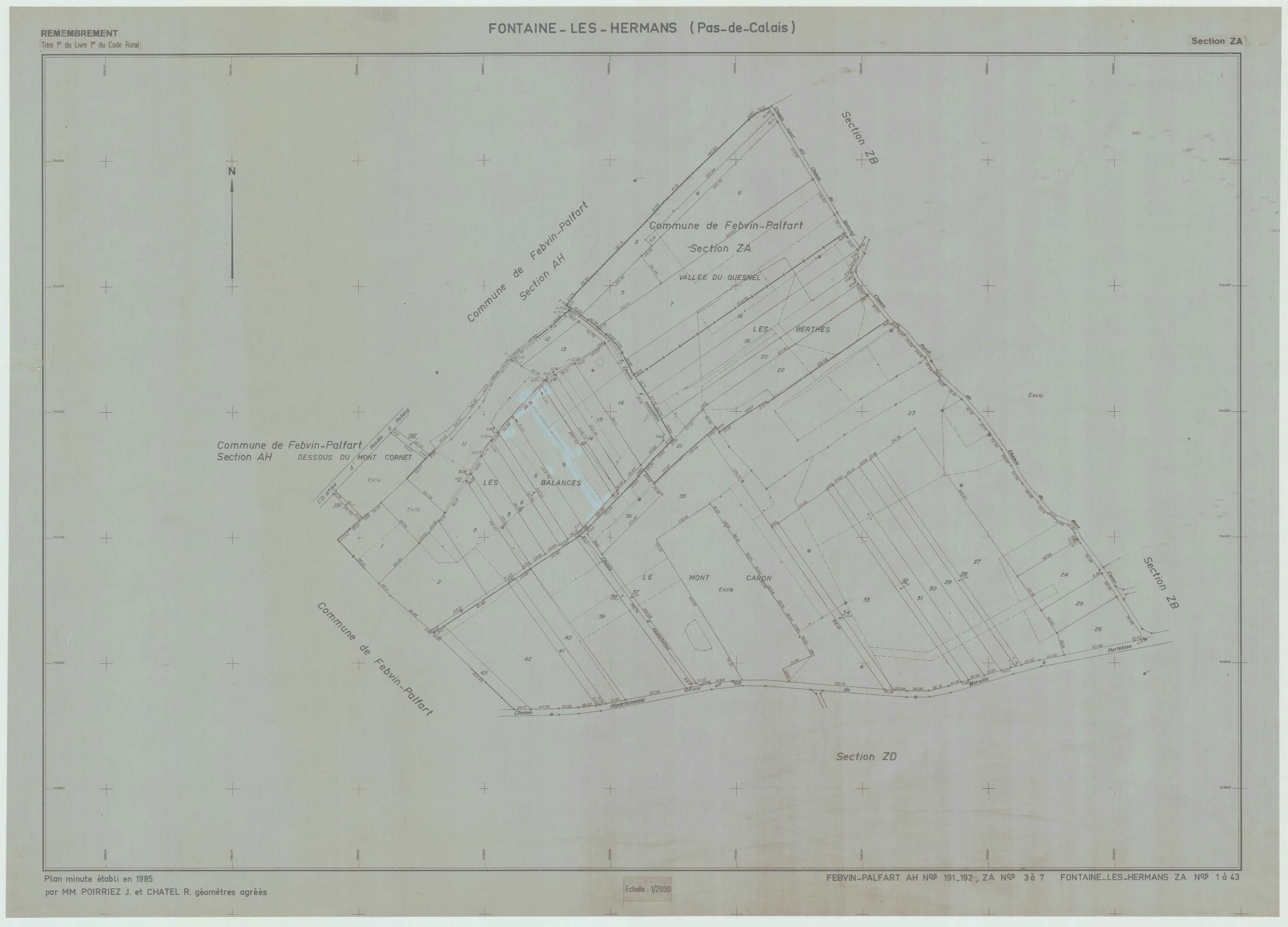 Fontaine-lès-Hermans - Plan de remembrement : section ZA.