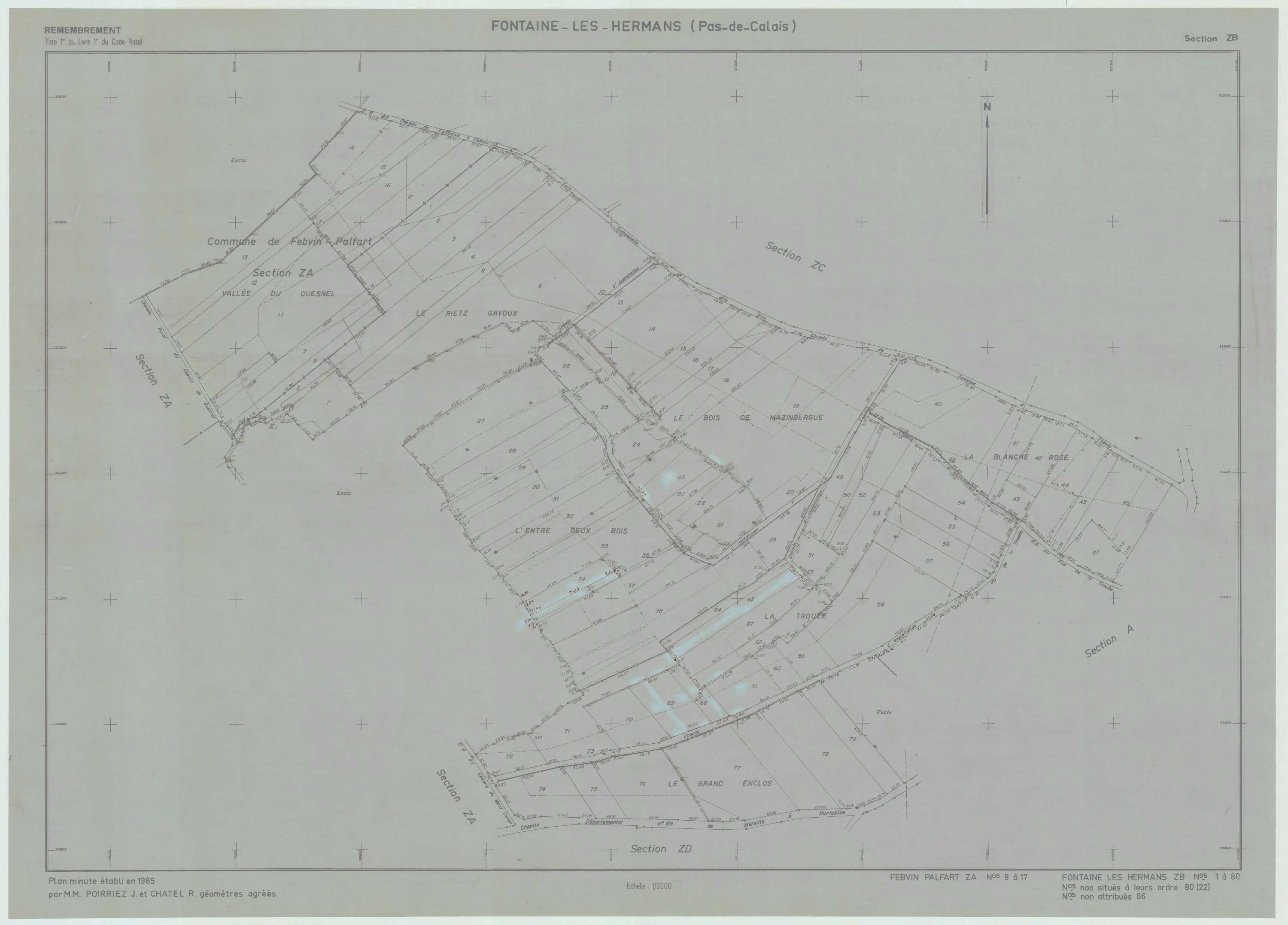Fontaine-lès-Hermans - Plan de remembrement : section ZB.
