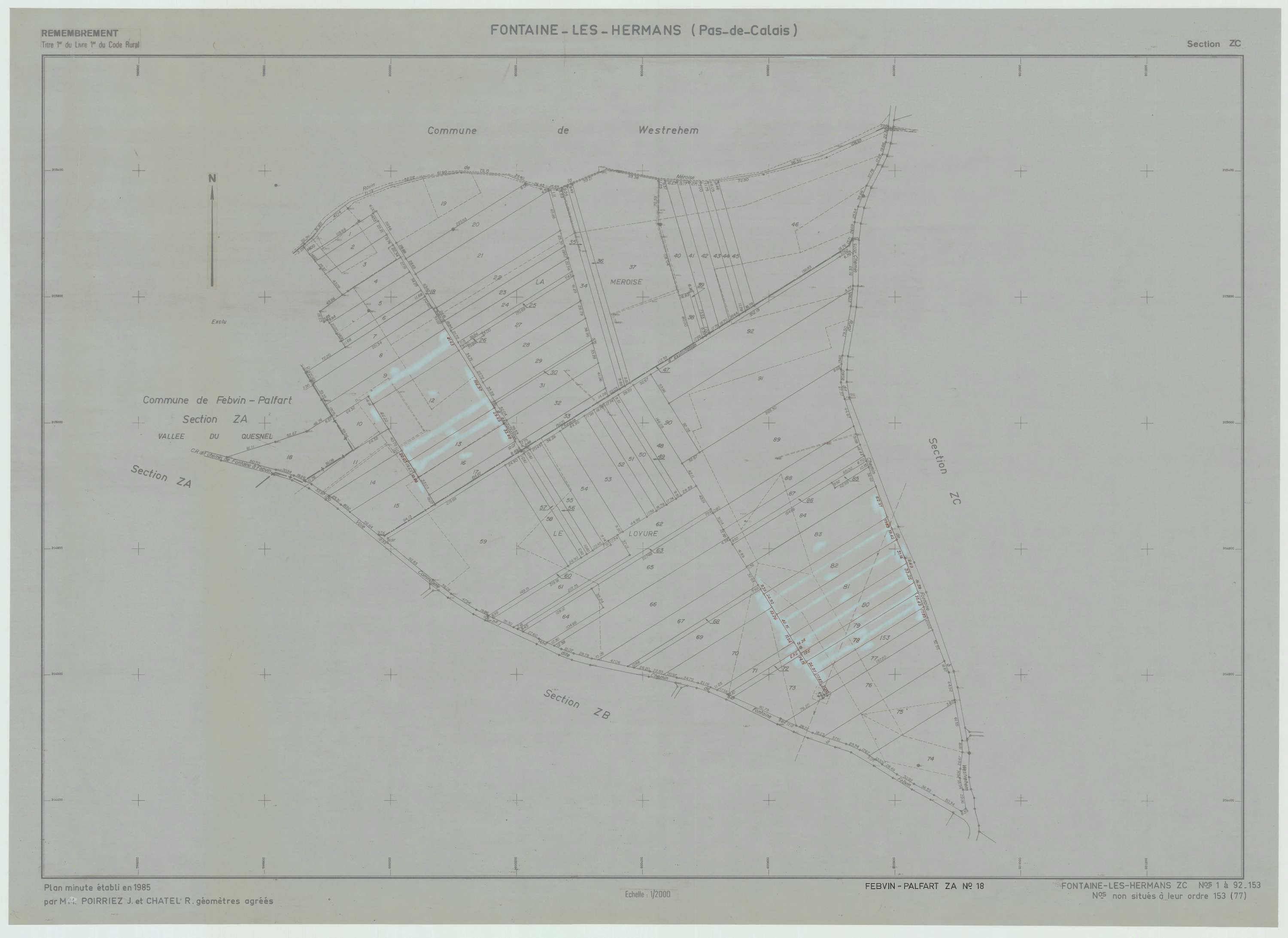 Fontaine-lès-Hermans - Plan de remembrement : section ZC.