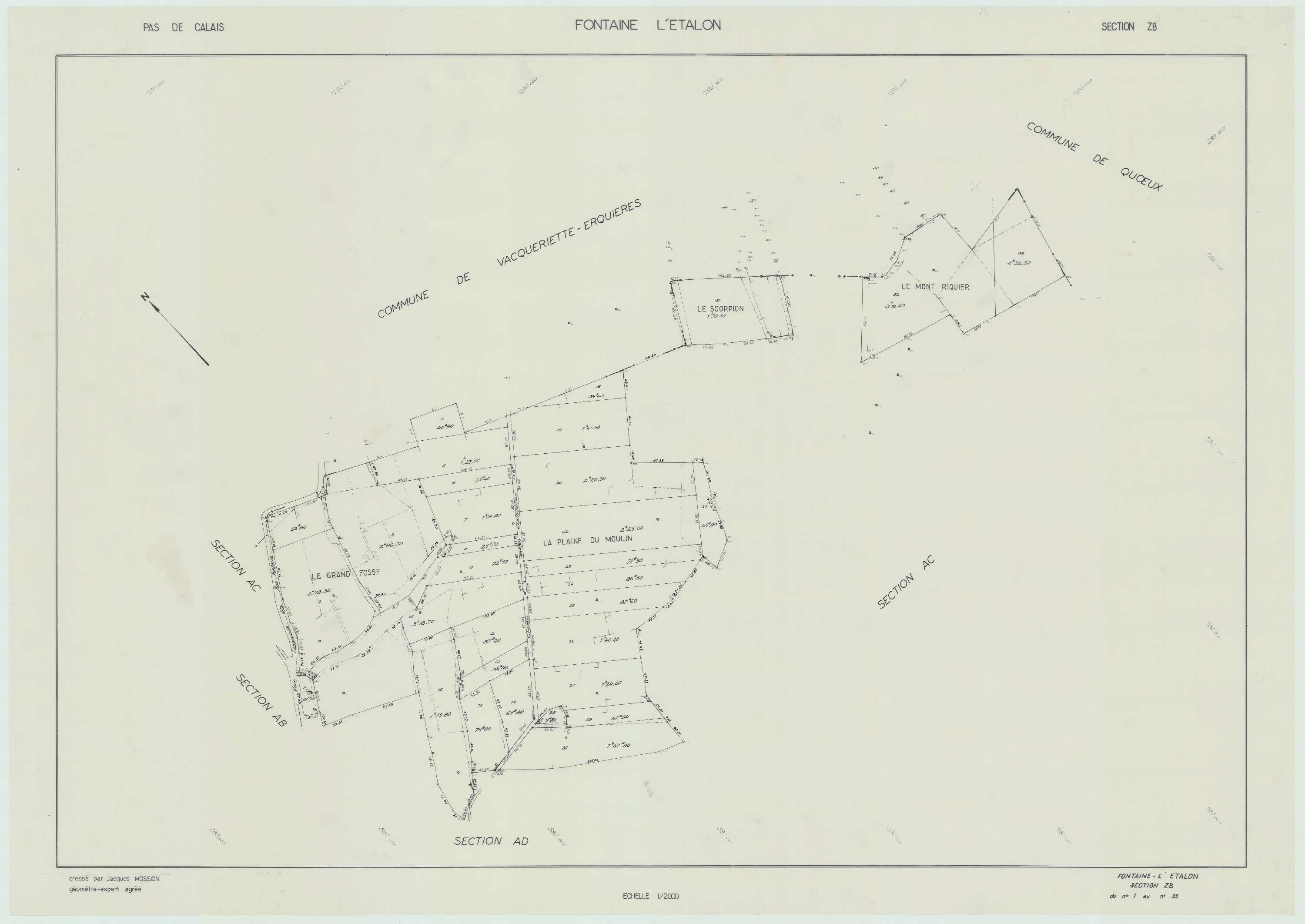 Fontaine-l'Étalon - Plan de remembrement : section ZB.