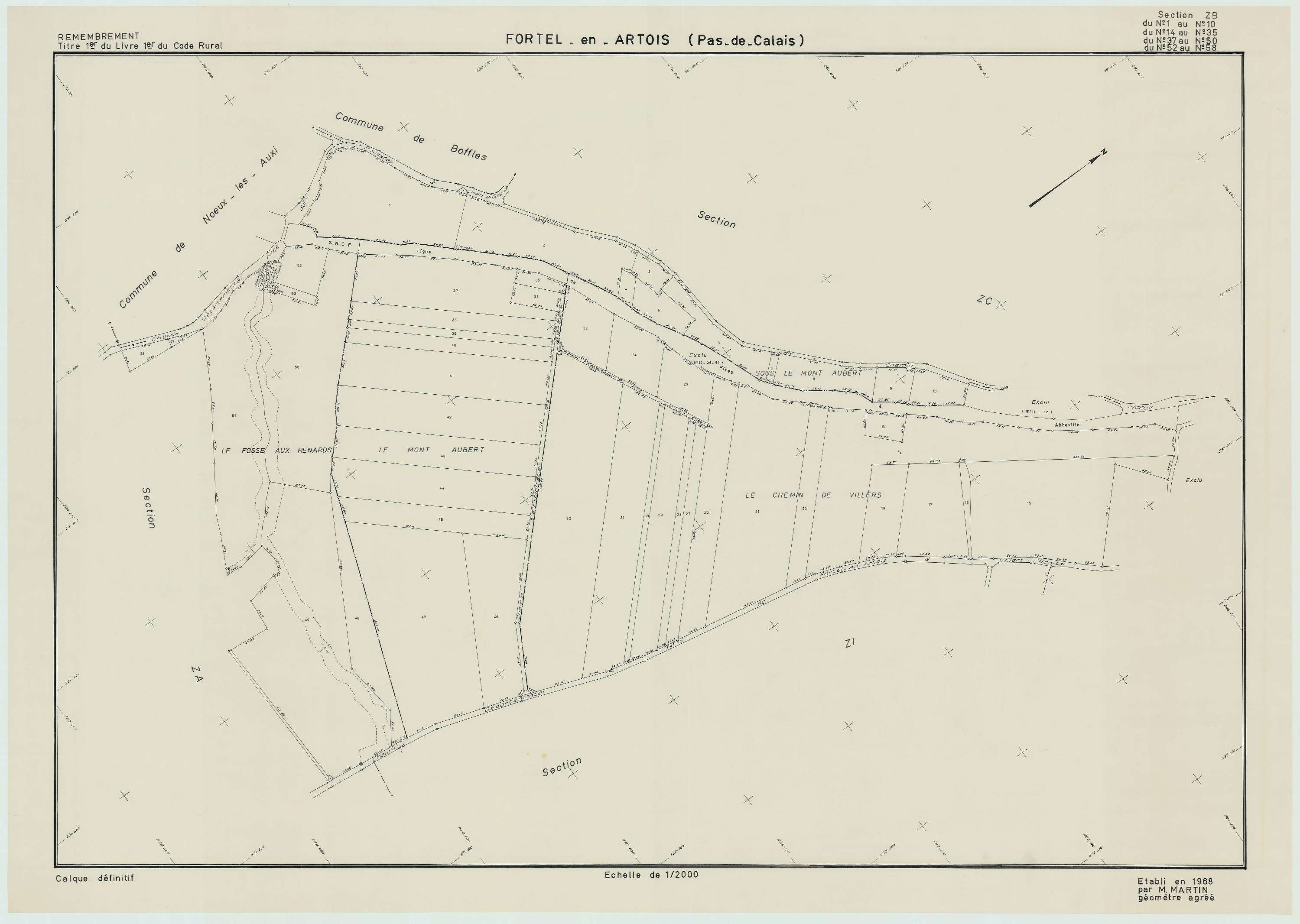 Fortel-en-Artois - Plan de remembrement : section ZB.