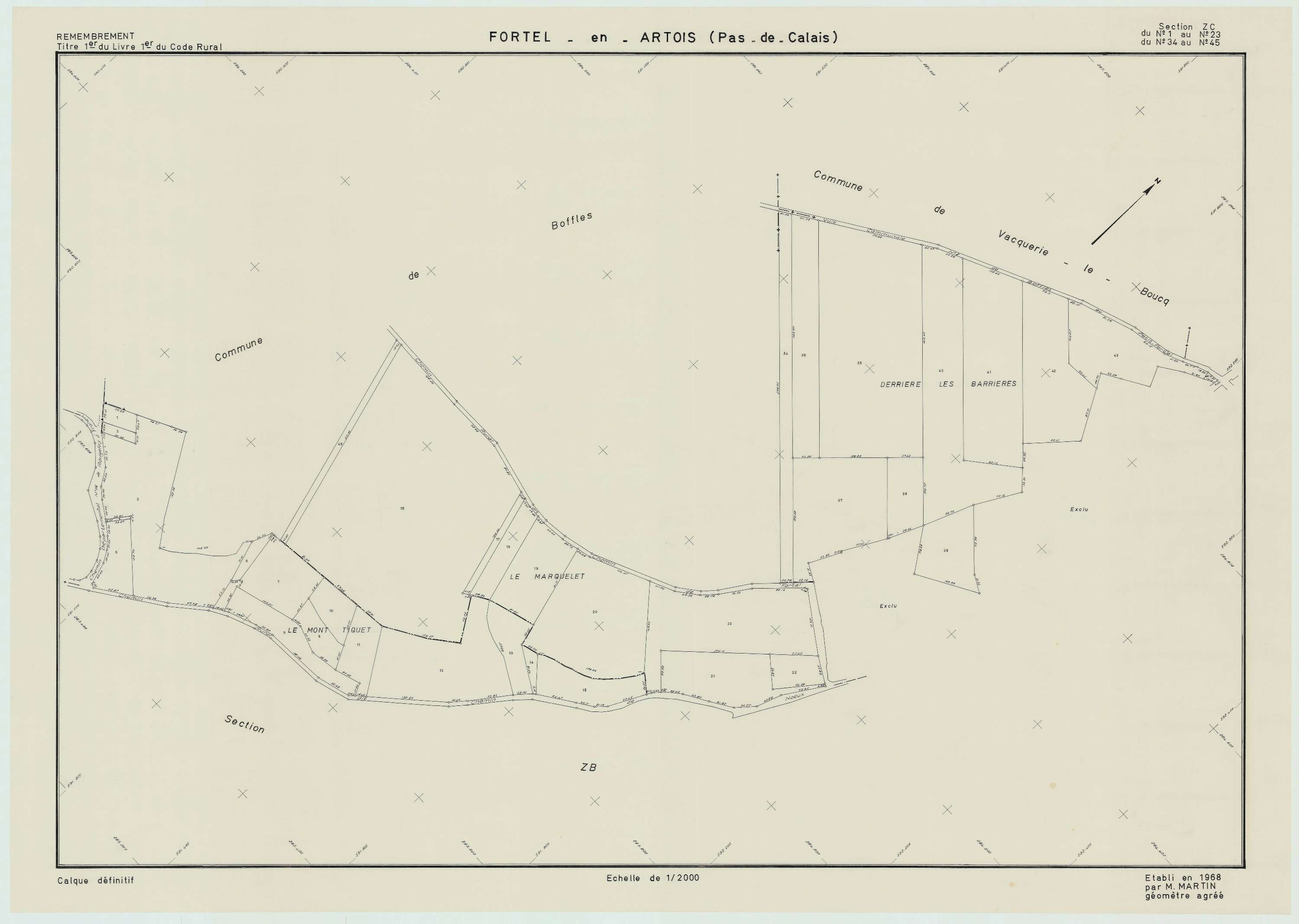 Fortel-en-Artois - Plan de remembrement : section ZC.