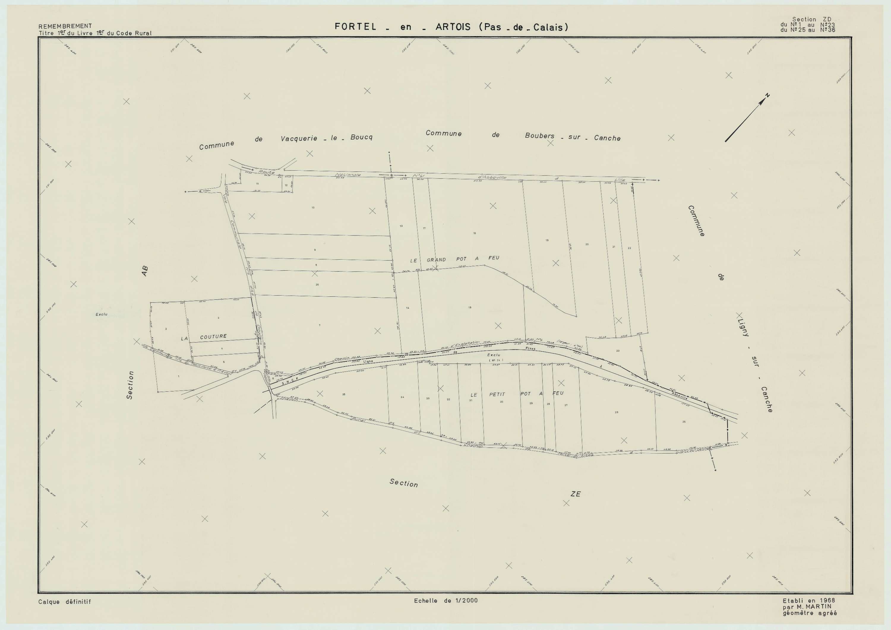 Fortel-en-Artois - Plan de remembrement : section ZD.