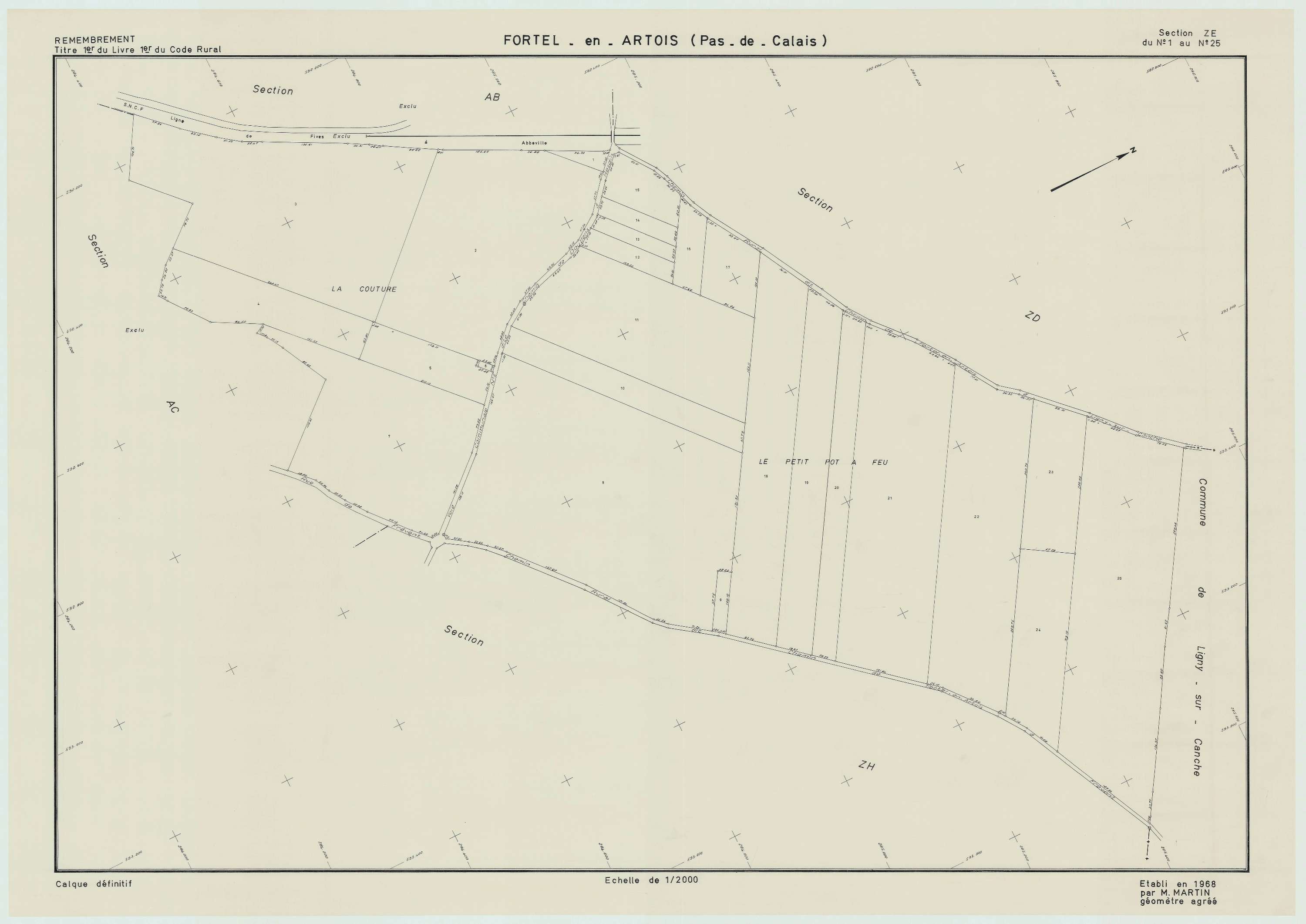 Fortel-en-Artois - Plan de remembrement : section ZE.