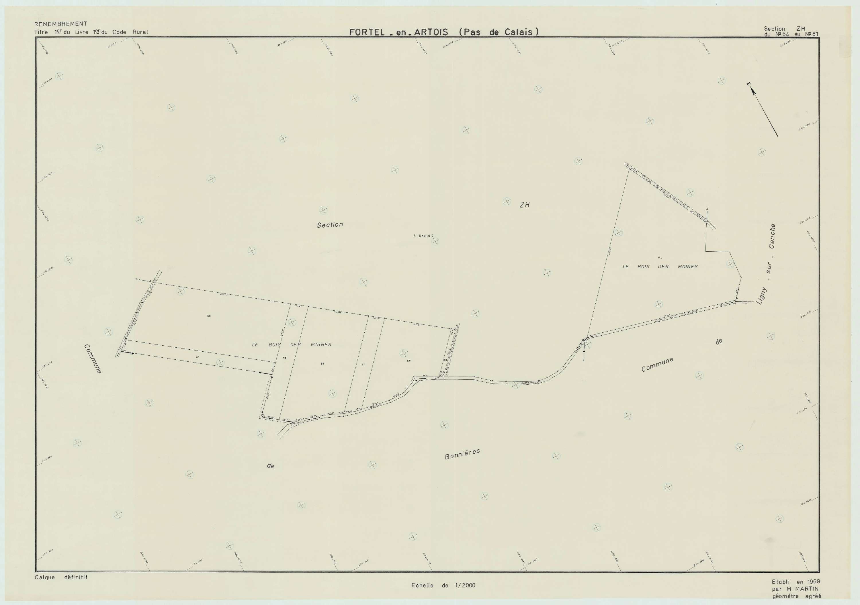 Fortel-en-Artois - Plan de remembrement : section ZH.