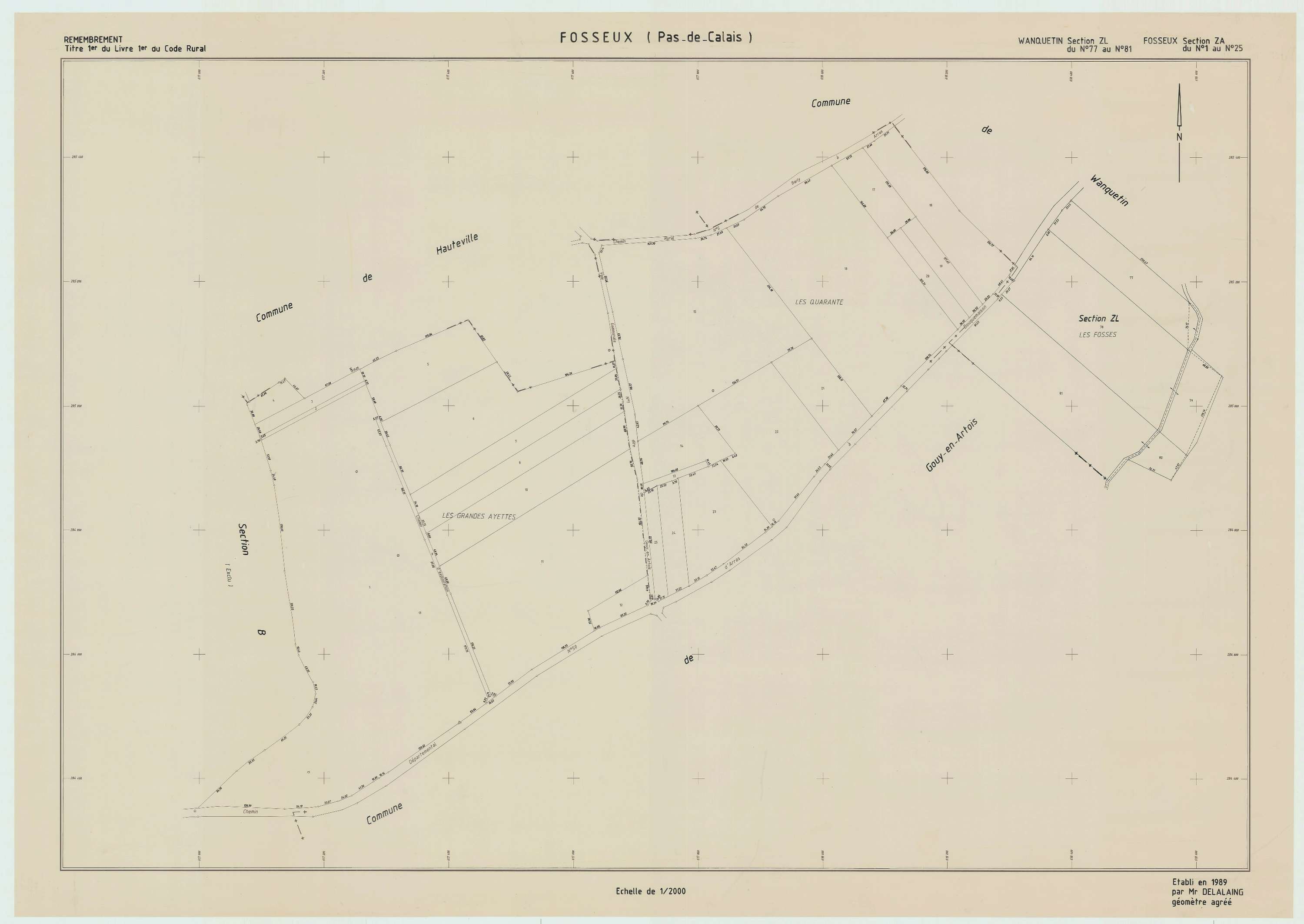 Fosseux - Plan de remembrement : section ZA.