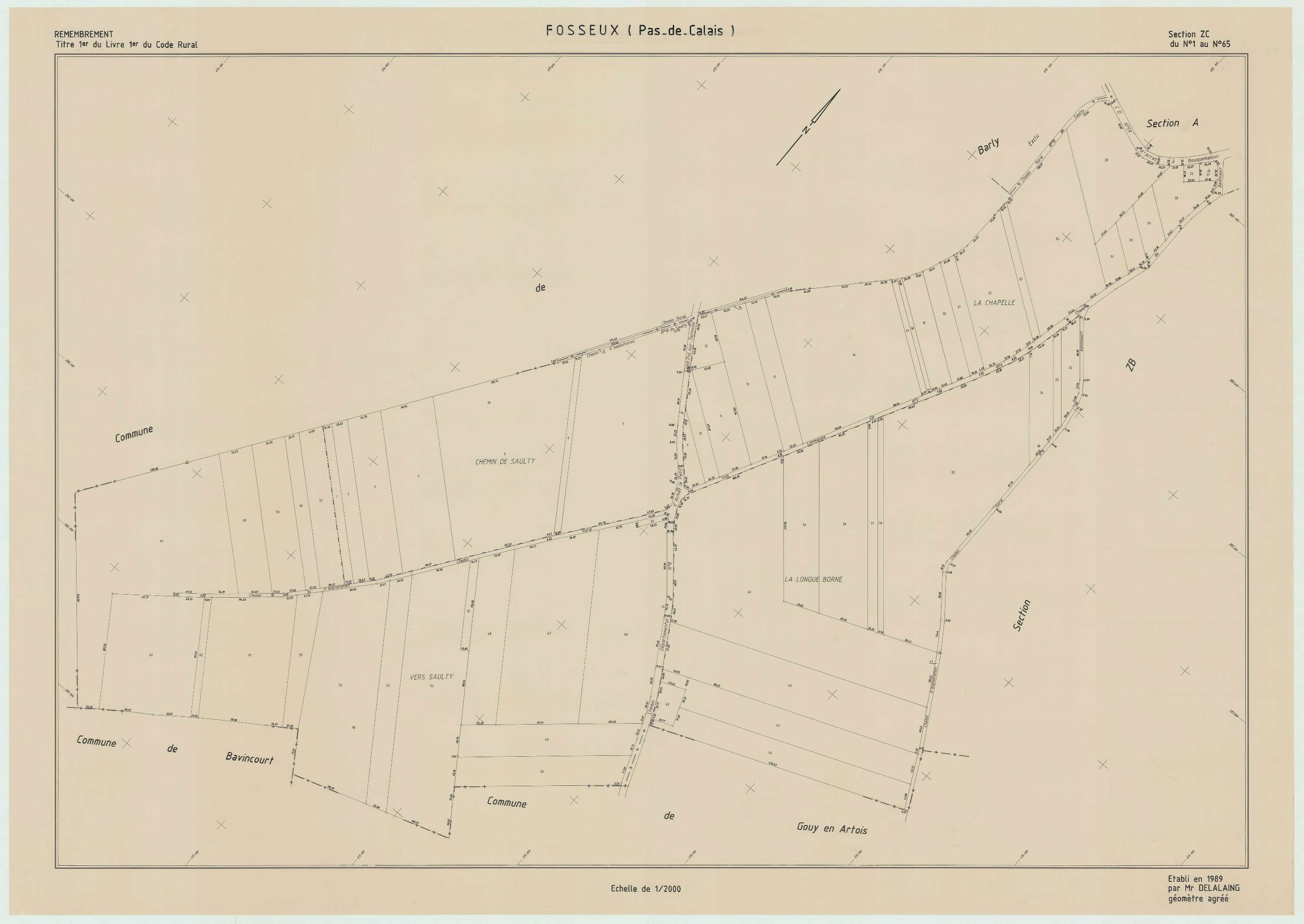 Fosseux - Plan de remembrement : section ZC.