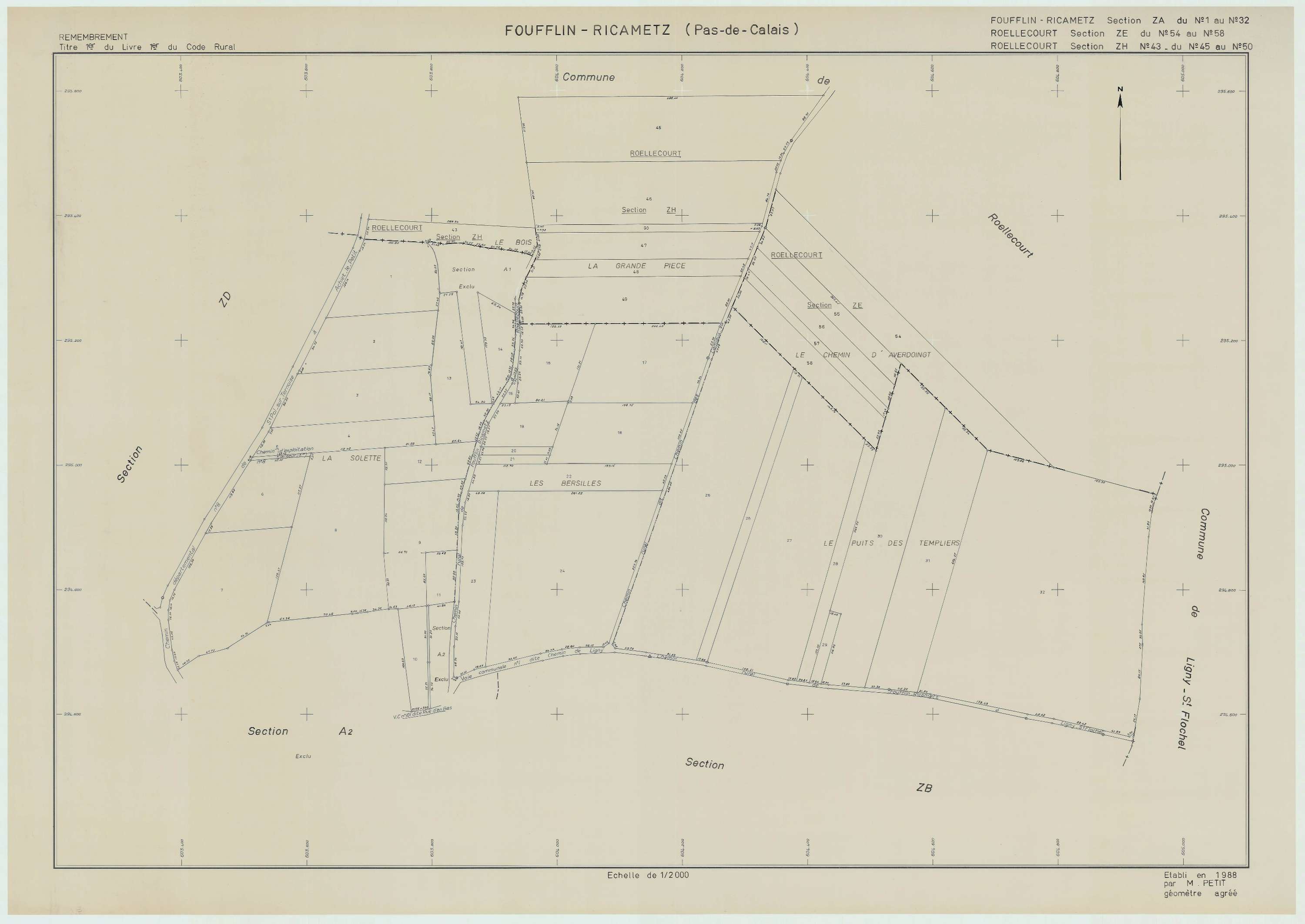 Foufflin-Ricametz - Plan de remembrement : section ZA.