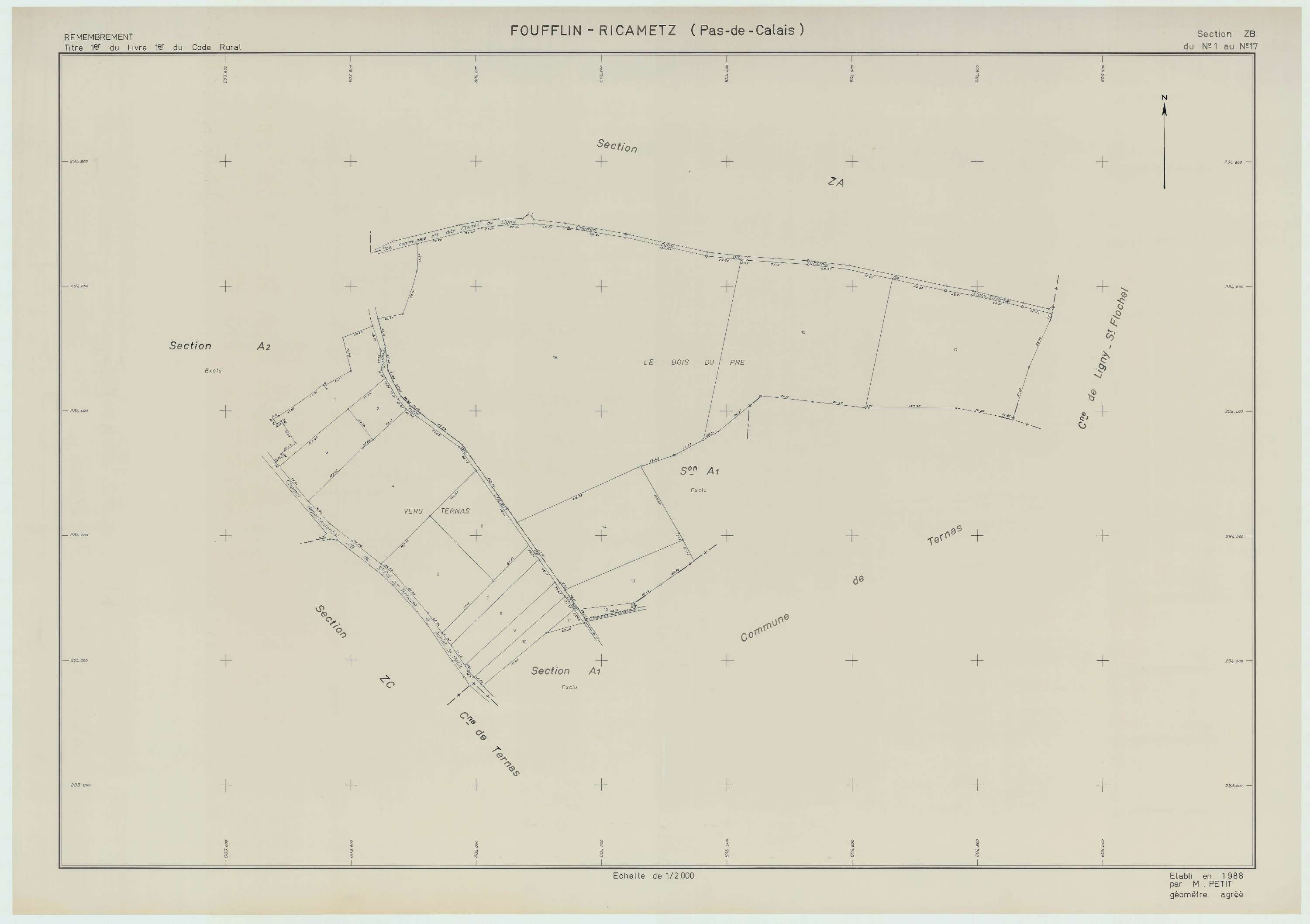 Foufflin-Ricametz - Plan de remembrement : section ZB.
