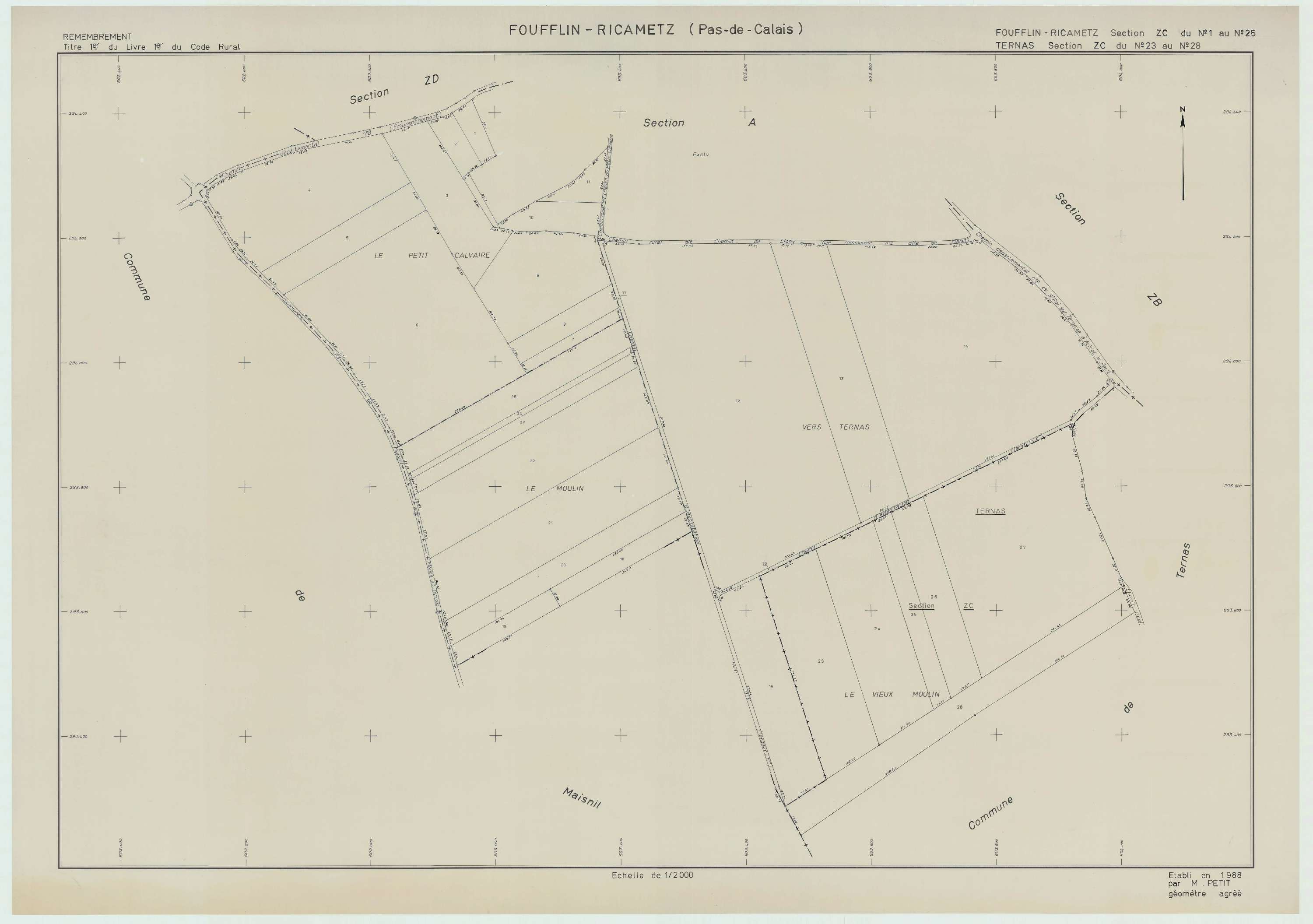 Foufflin-Ricametz - Plan de remembrement : section ZC.