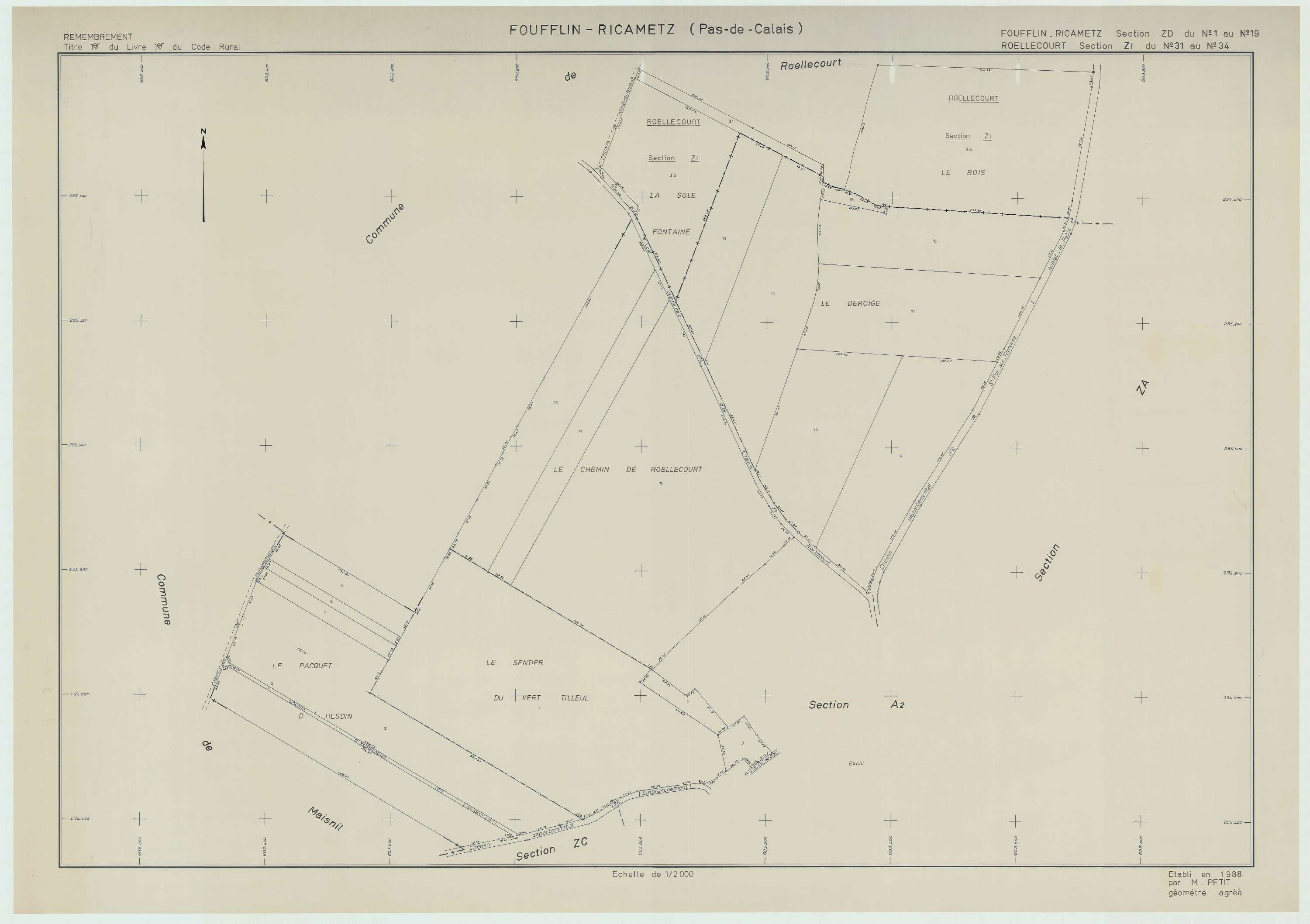 Foufflin-Ricametz - Plan de remembrement : section ZD.