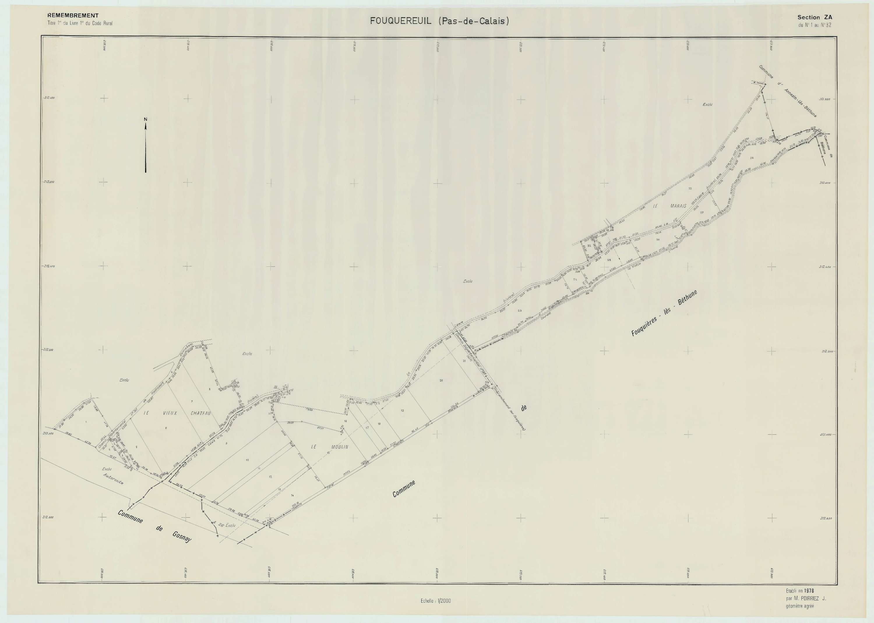 Fouquereuil - Plan de remembrement : section ZA.