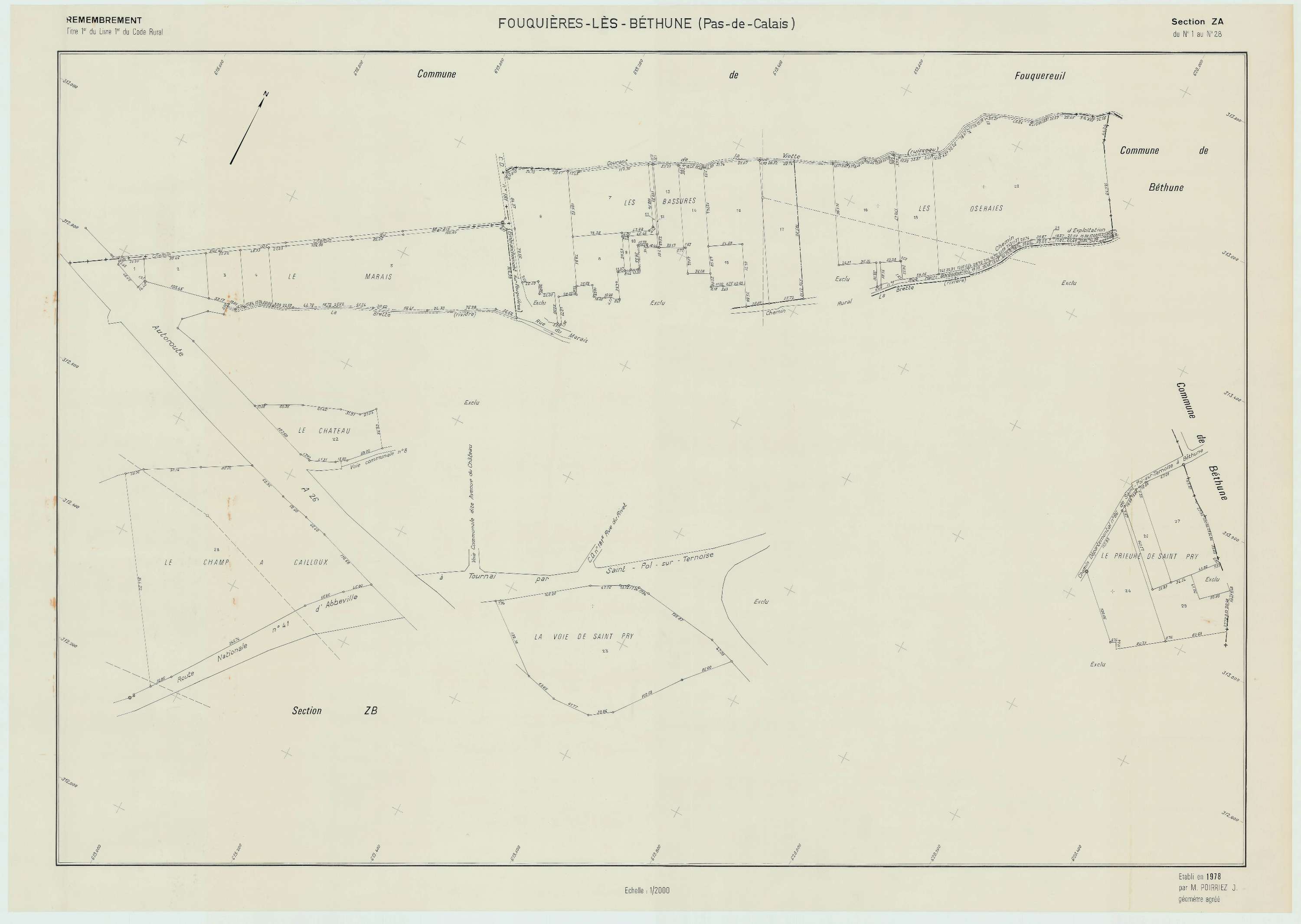 Fouquières-lès-Béthune - Plan de remembrement : section ZA.