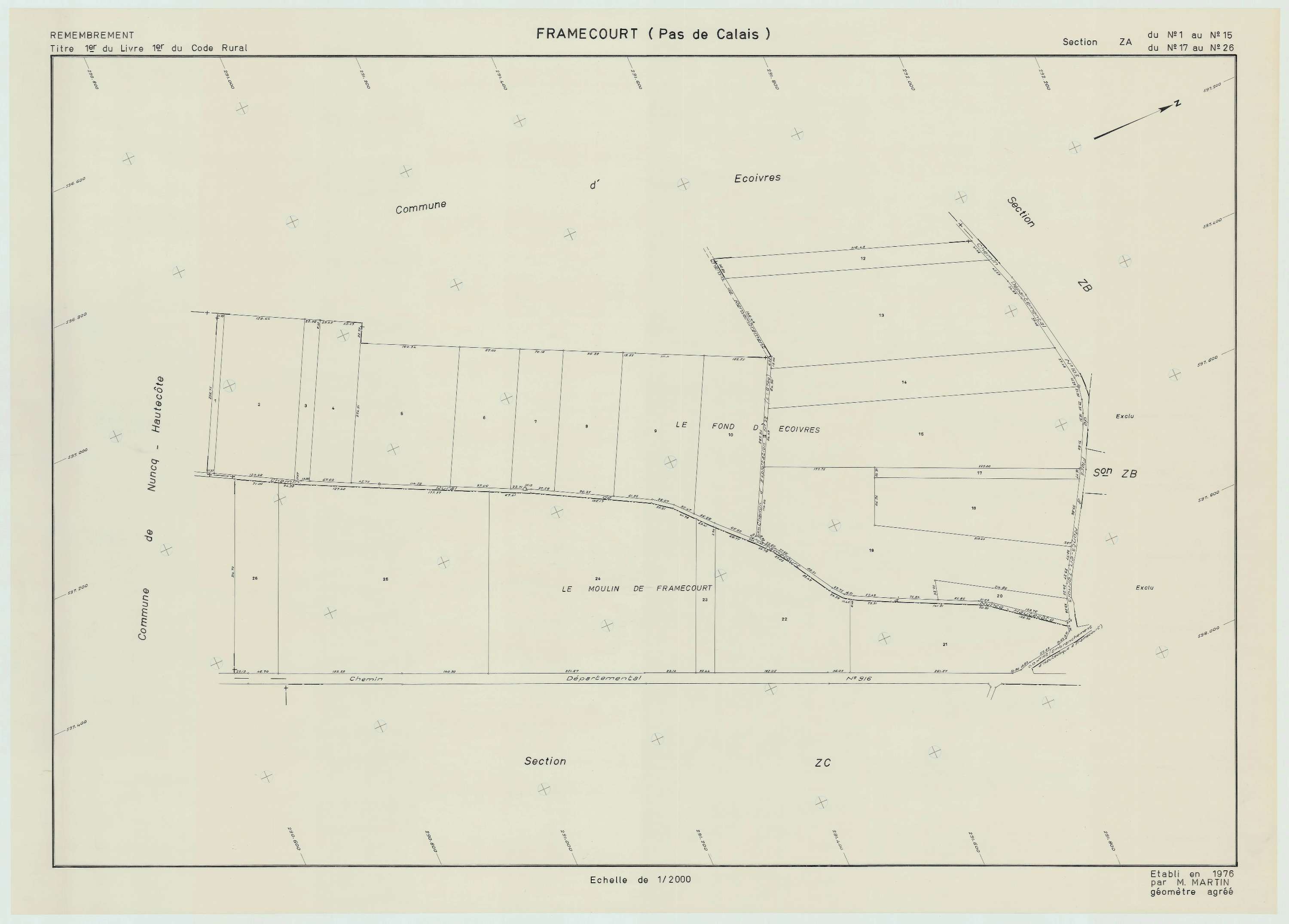 Framecourt - Plan de remembrement : section ZA.