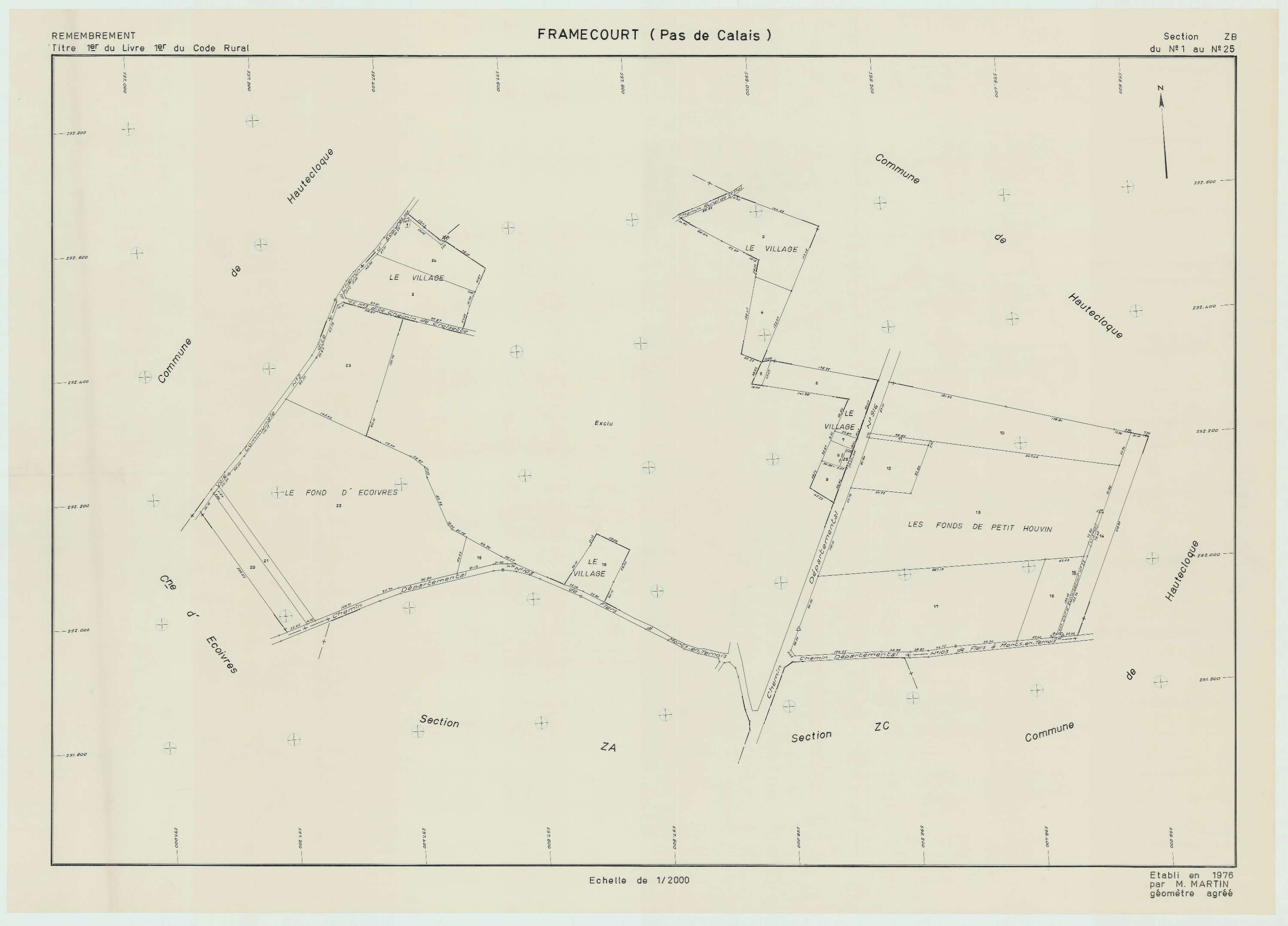 Framecourt - Plan de remembrement : section ZB.