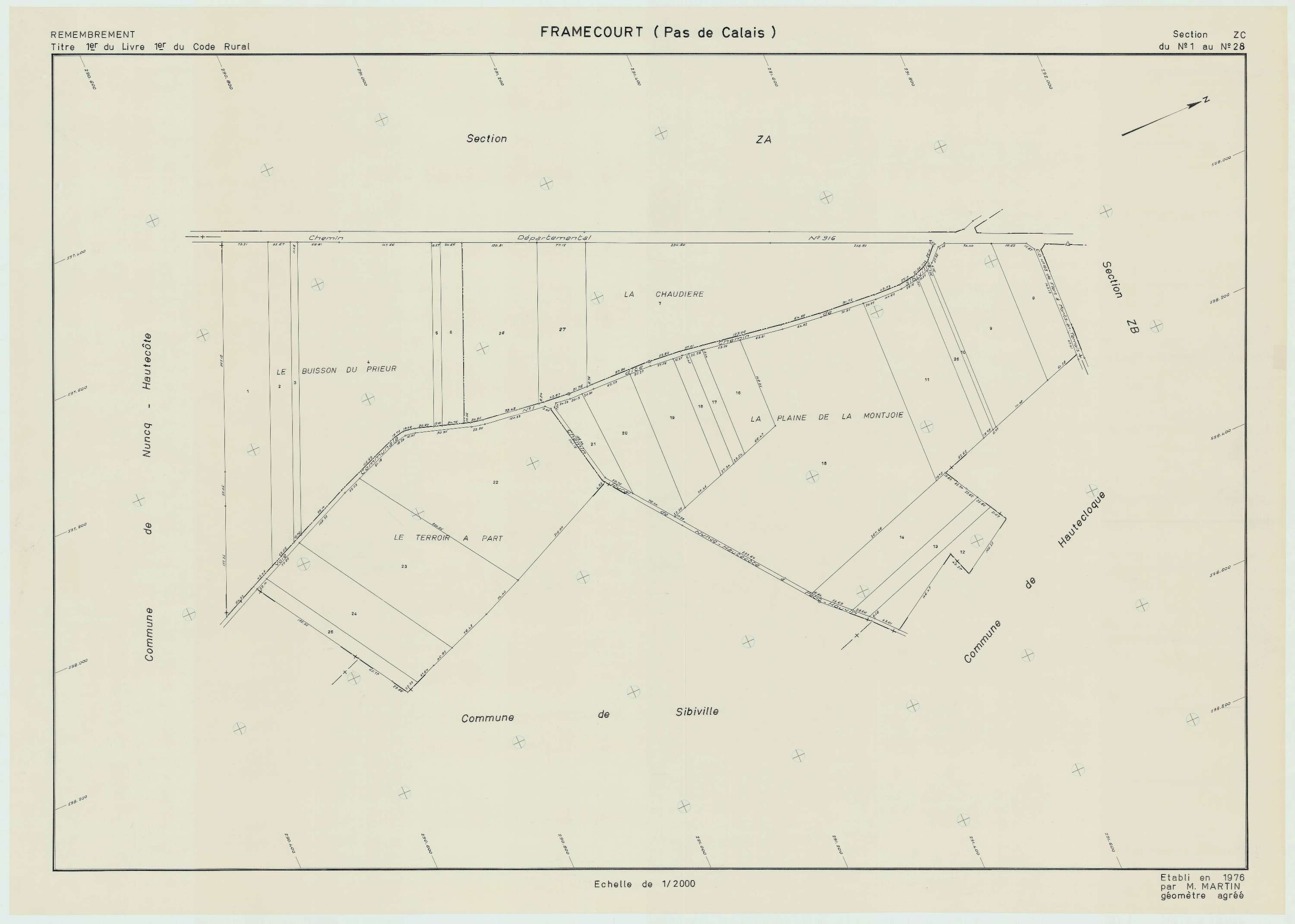 Framecourt - Plan de remembrement : section ZC.