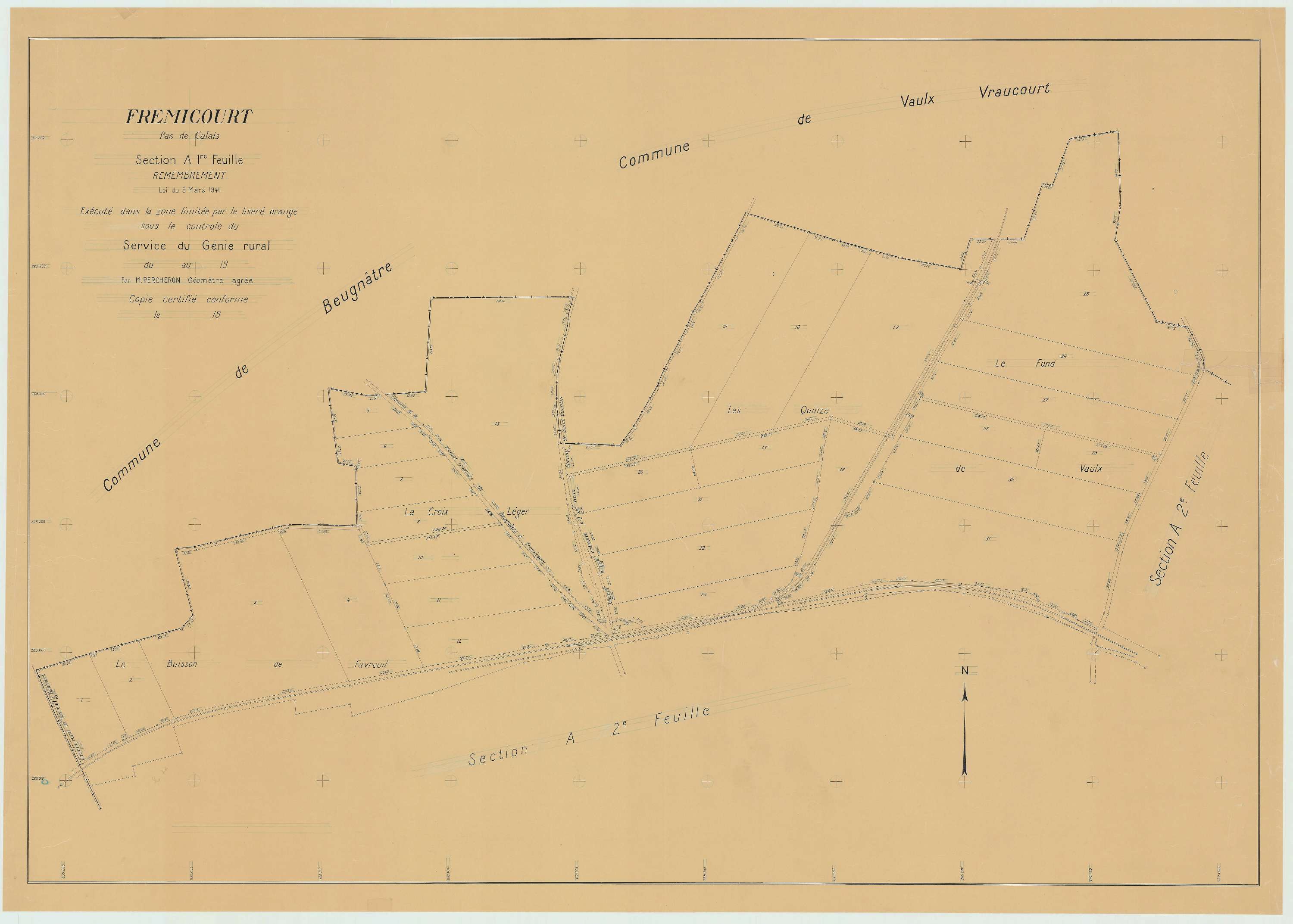 Frémicourt - Plan de remembrement : section A.
