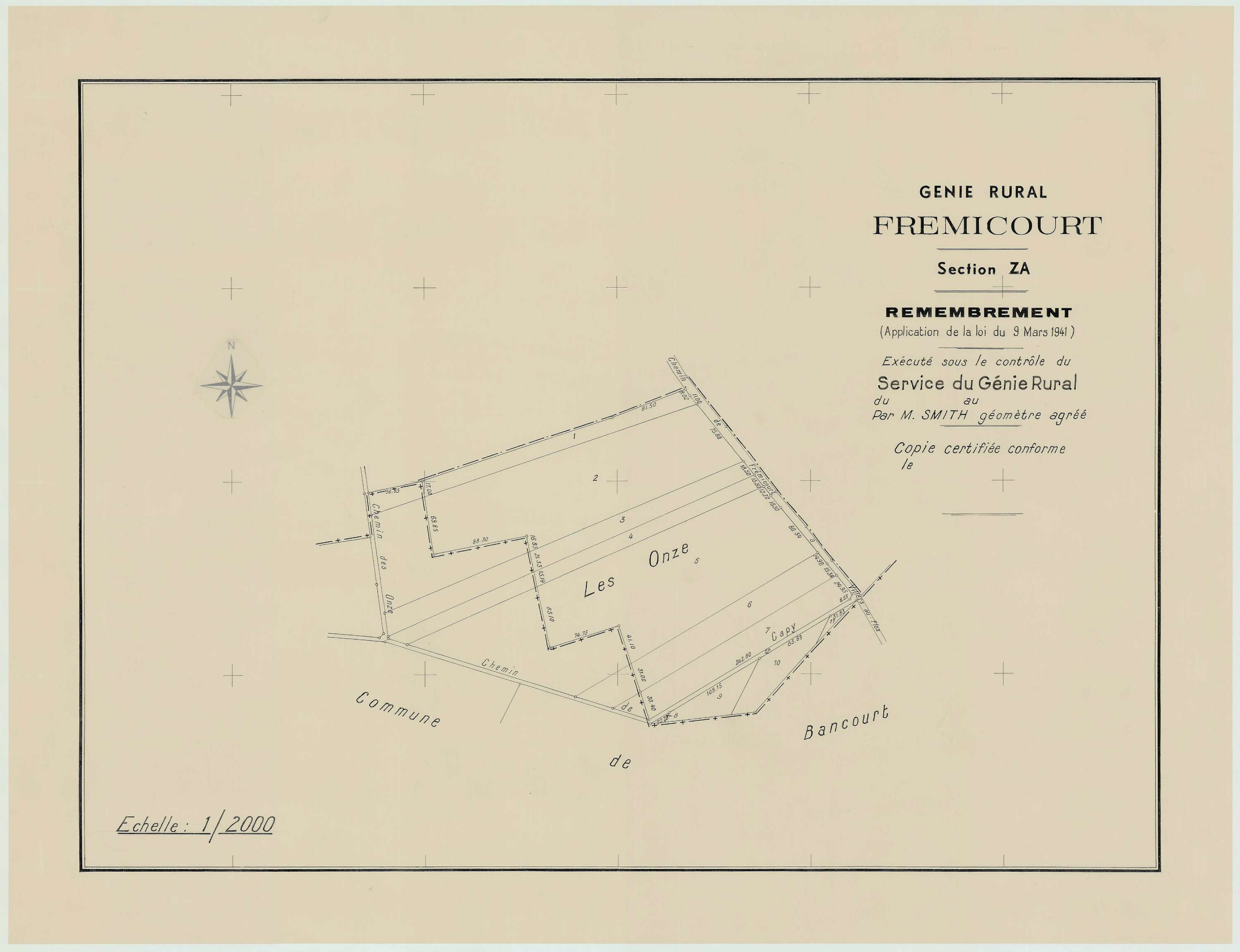 Frémicourt - Plan de remembrement : section ZA.