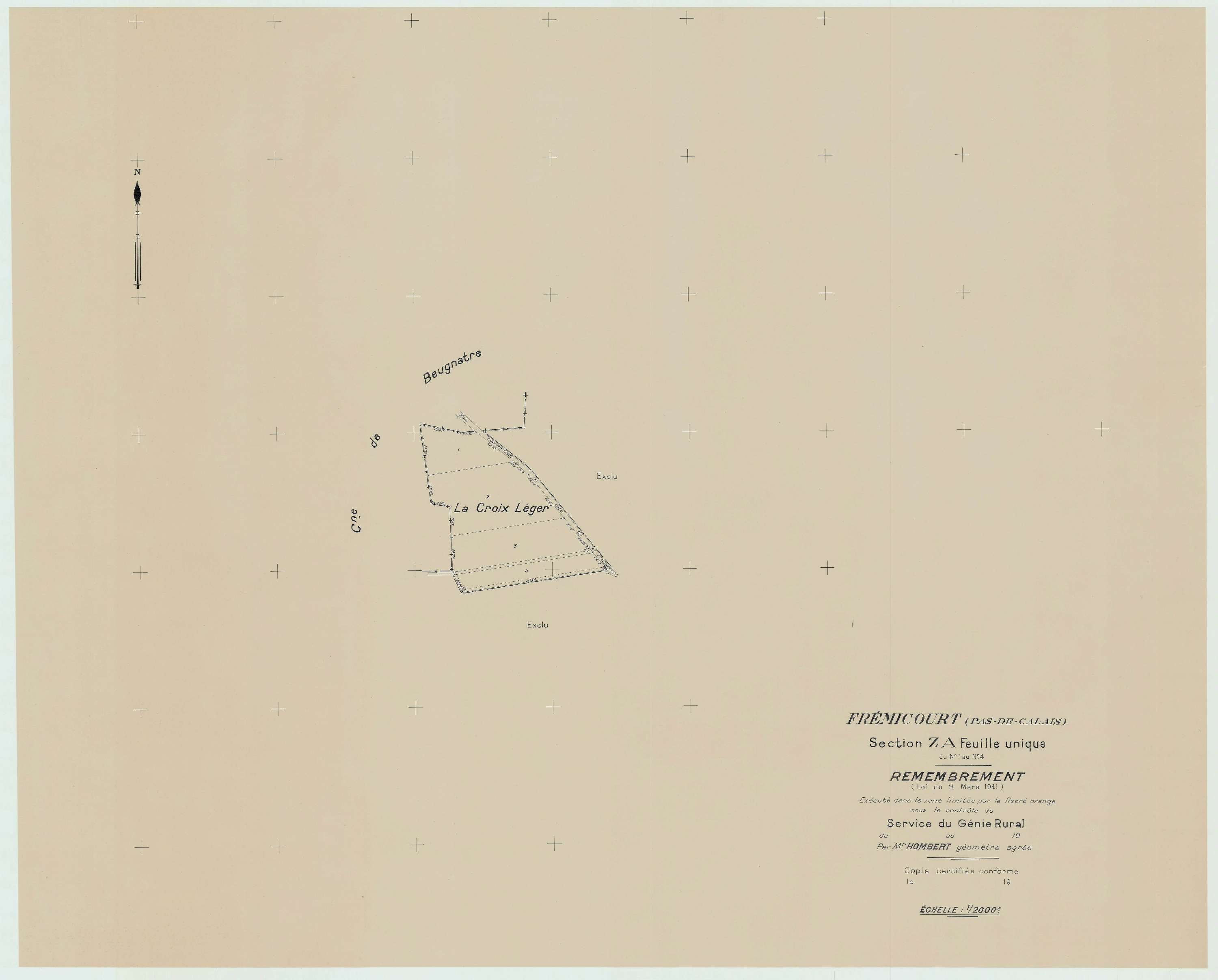 Frémicourt - Plan de remembrement : section ZA.