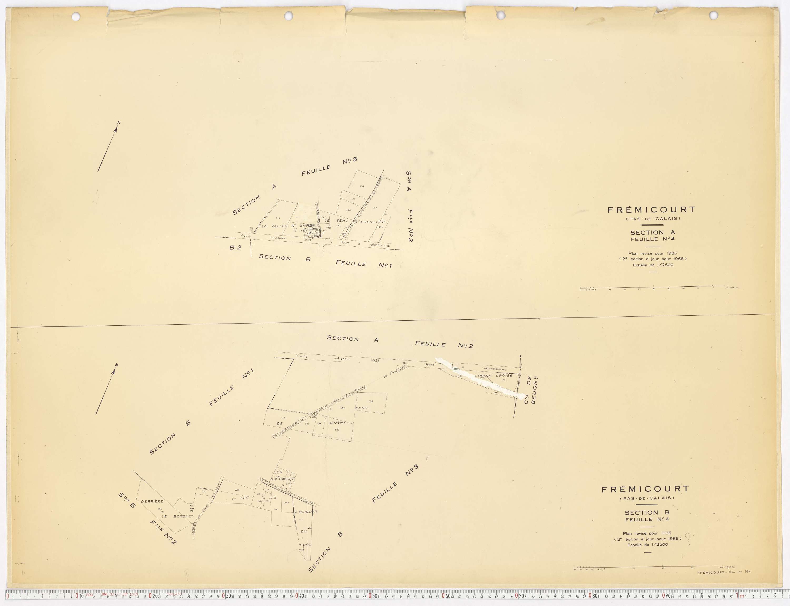 Frémicourt - Section A, feuille 4. Section B, feuille 4.