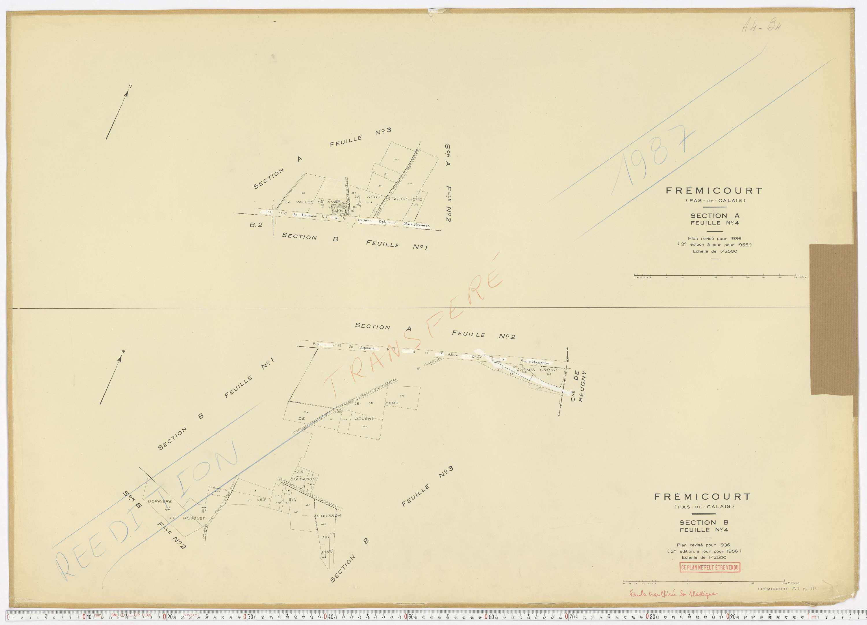 Frémicourt - Section A, feuille 4. Section B, feuille 4.