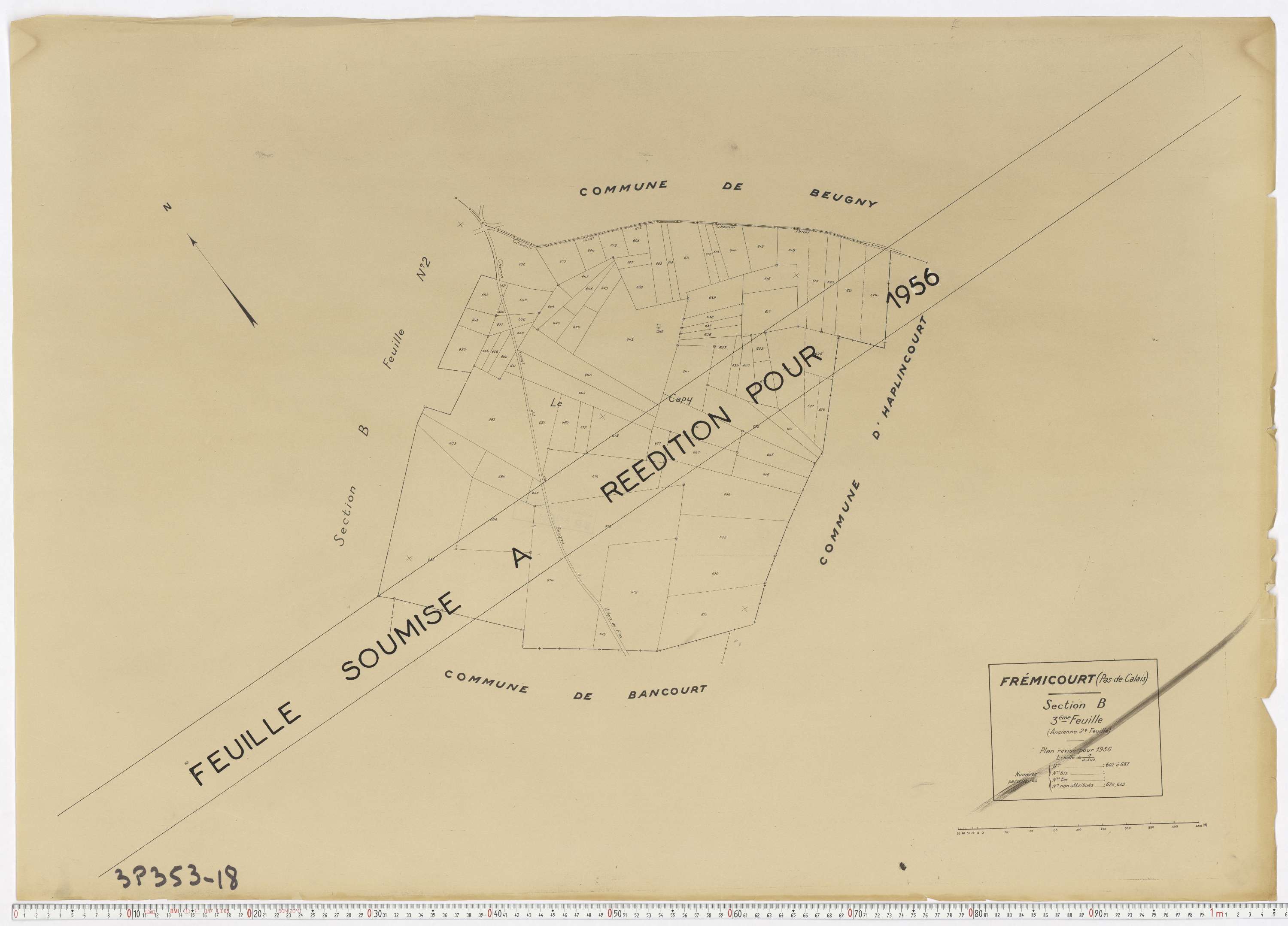 Frémicourt - Section B, feuille 3.