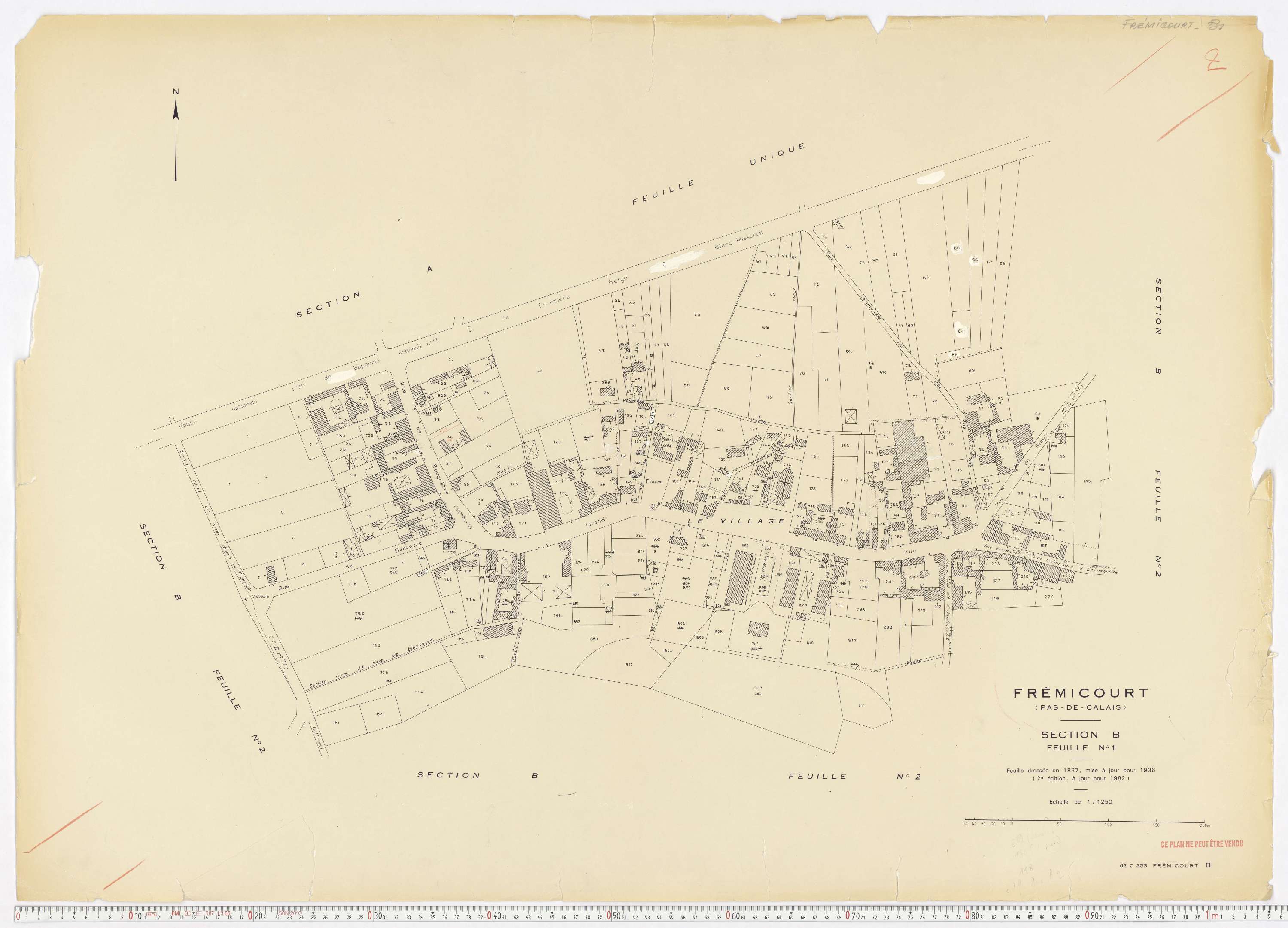 Frémicourt - Section B, feuille 1.