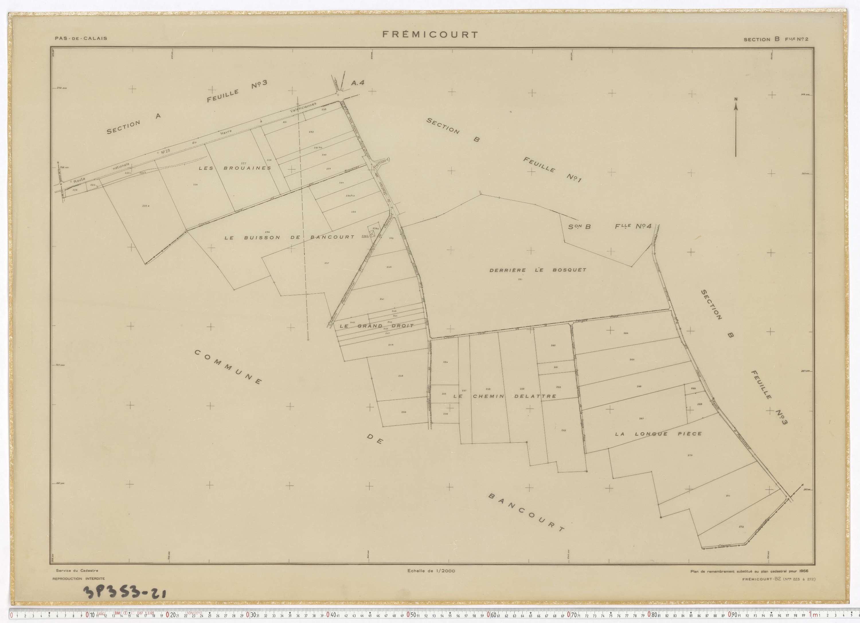 Frémicourt - Section B, feuille 2.