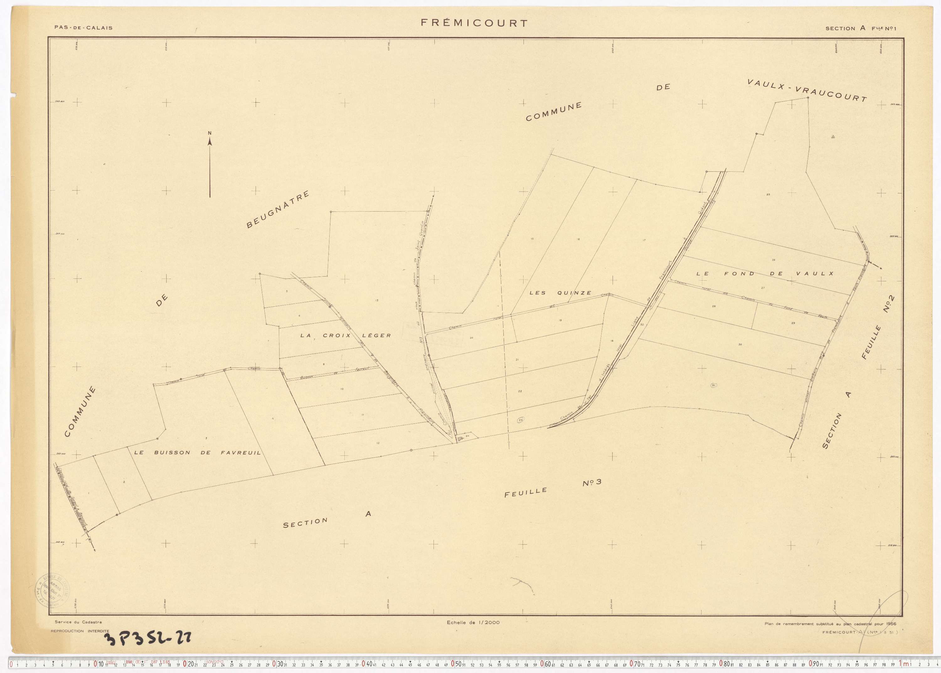 Frémicourt - Section A, feuille 1.